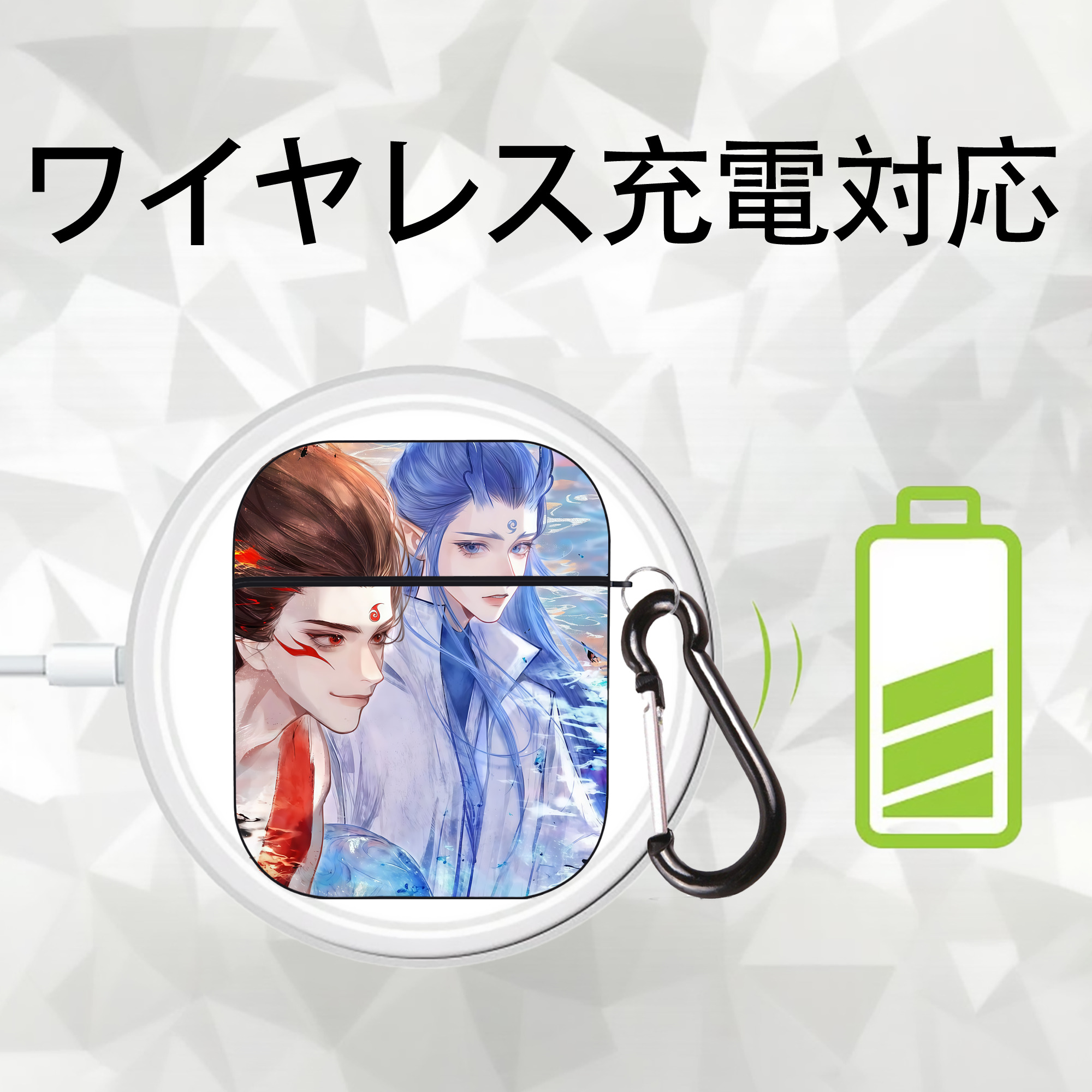Ne Zha 2 ナタ 魔童の大暴れ AirPods 第2世代保護ケース ハードシェル ブラック 耐衝撃・防指紋・カラビナ付き