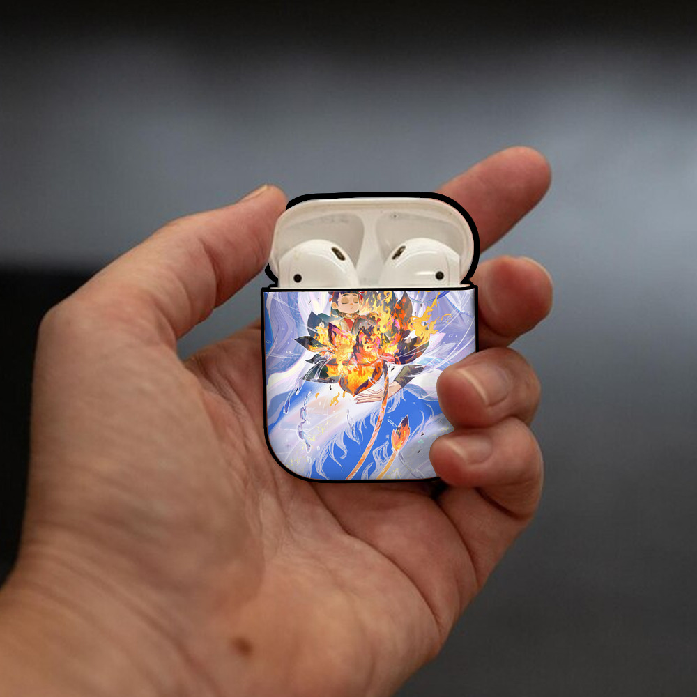 Ne Zha 2 ナタ 魔童の大暴れ AirPods 第2世代保護ケース ハードシェル ブラック 耐衝撃・防指紋・カラビナ付き