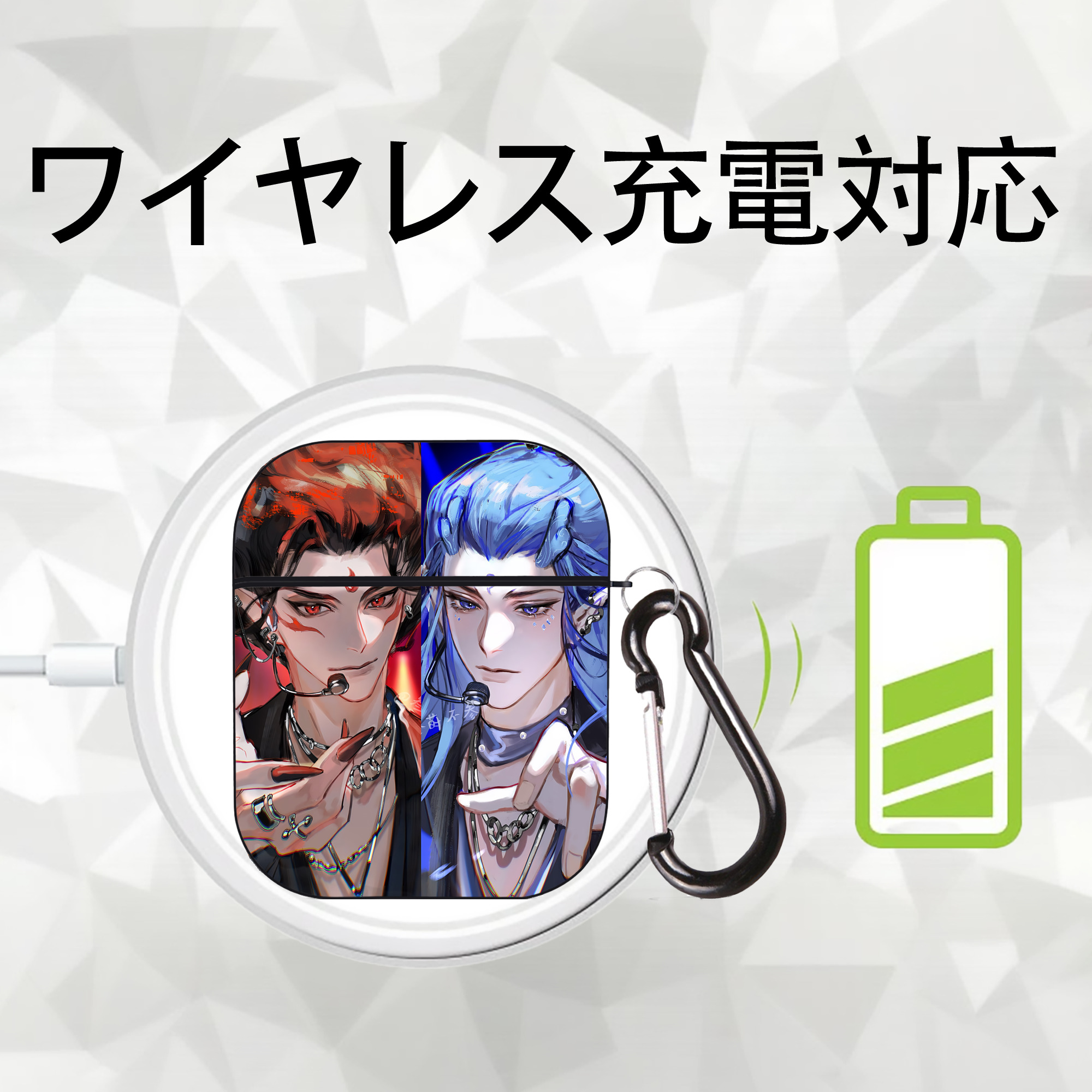 Ne Zha 2 ナタ 魔童の大暴れ AirPods 第2世代保護ケース ハードシェル ブラック 耐衝撃・防指紋・カラビナ付き