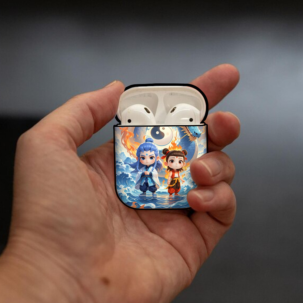 Ne Zha 2 ナタ 魔童の大暴れ AirPods 第2世代保護ケース ハードシェル ブラック 耐衝撃・防指紋・カラビナ付き
