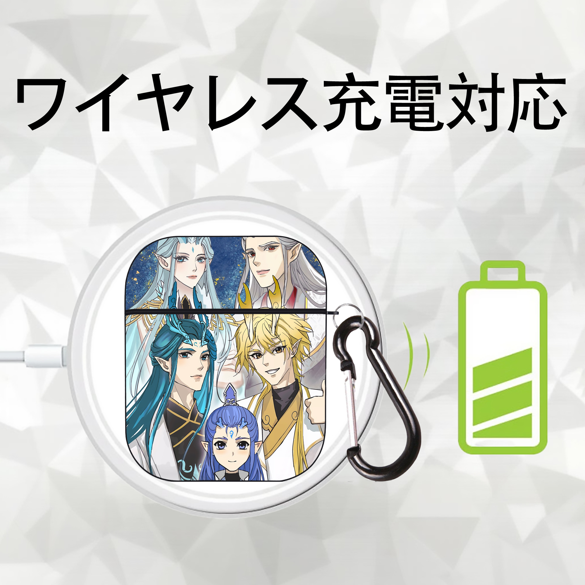 Ne Zha 2 ナタ 魔童の大暴れ AirPods 第2世代保護ケース ハードシェル ブラック 耐衝撃・防指紋・カラビナ付き