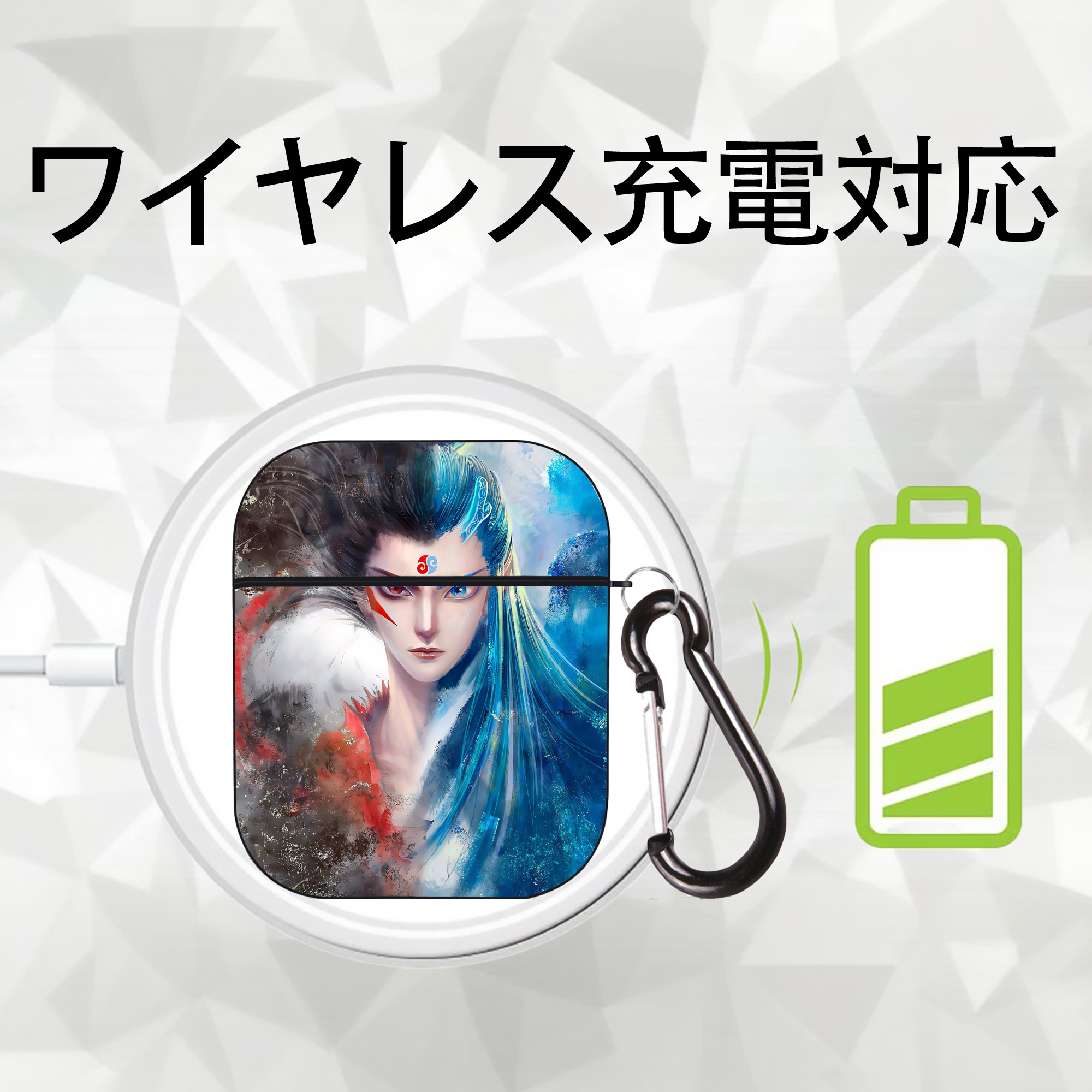 Ne Zha 2 ナタ 魔童の大暴れ AirPods 第2世代保護ケース ハードシェル ブラック 耐衝撃・防指紋・カラビナ付き