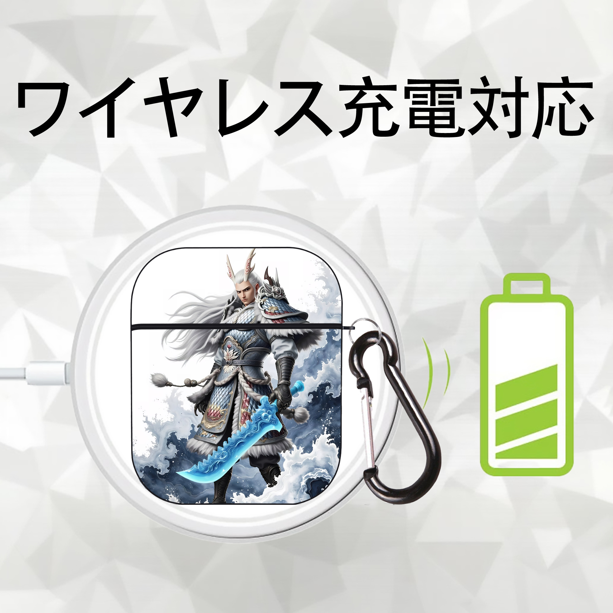 Ne Zha 2 ナタ 魔童の大暴れ AirPods 第2世代保護ケース ハードシェル ブラック 耐衝撃・防指紋・カラビナ付き