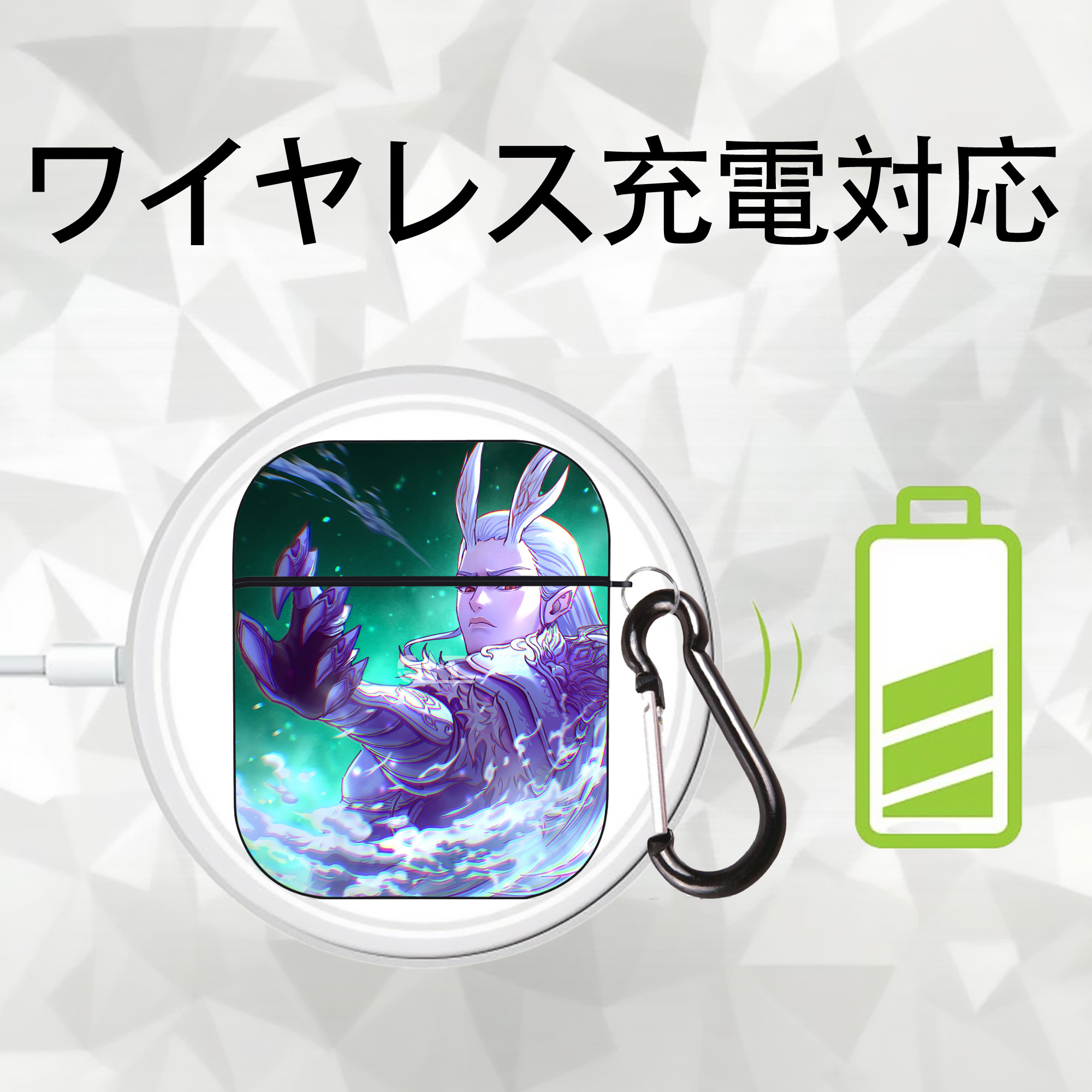 Ne Zha 2 ナタ 魔童の大暴れ AirPods 第2世代保護ケース ハードシェル ブラック 耐衝撃・防指紋・カラビナ付き