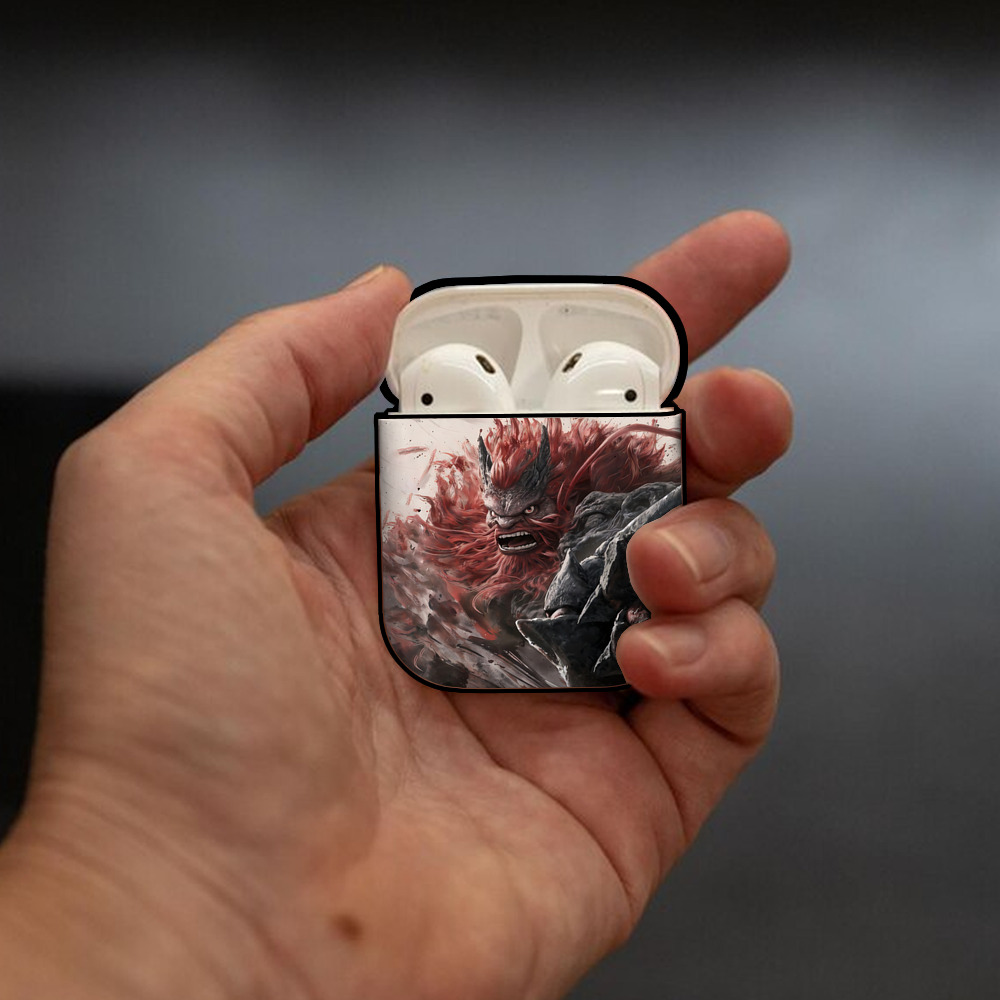 Ne Zha 2 ナタ 魔童の大暴れ AirPods 第2世代保護ケース ハードシェル ブラック 耐衝撃・防指紋・カラビナ付き