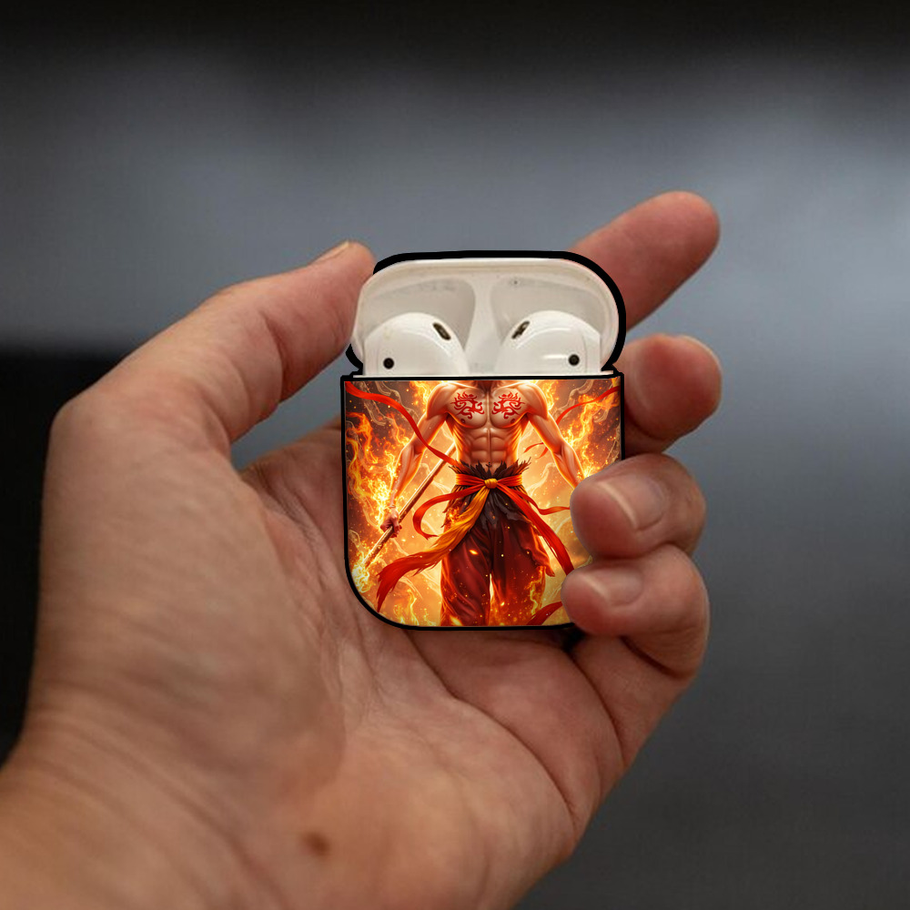Ne Zha 2 ナタ 魔童の大暴れ AirPods 第2世代保護ケース ハードシェル ブラック 耐衝撃・防指紋・カラビナ付き