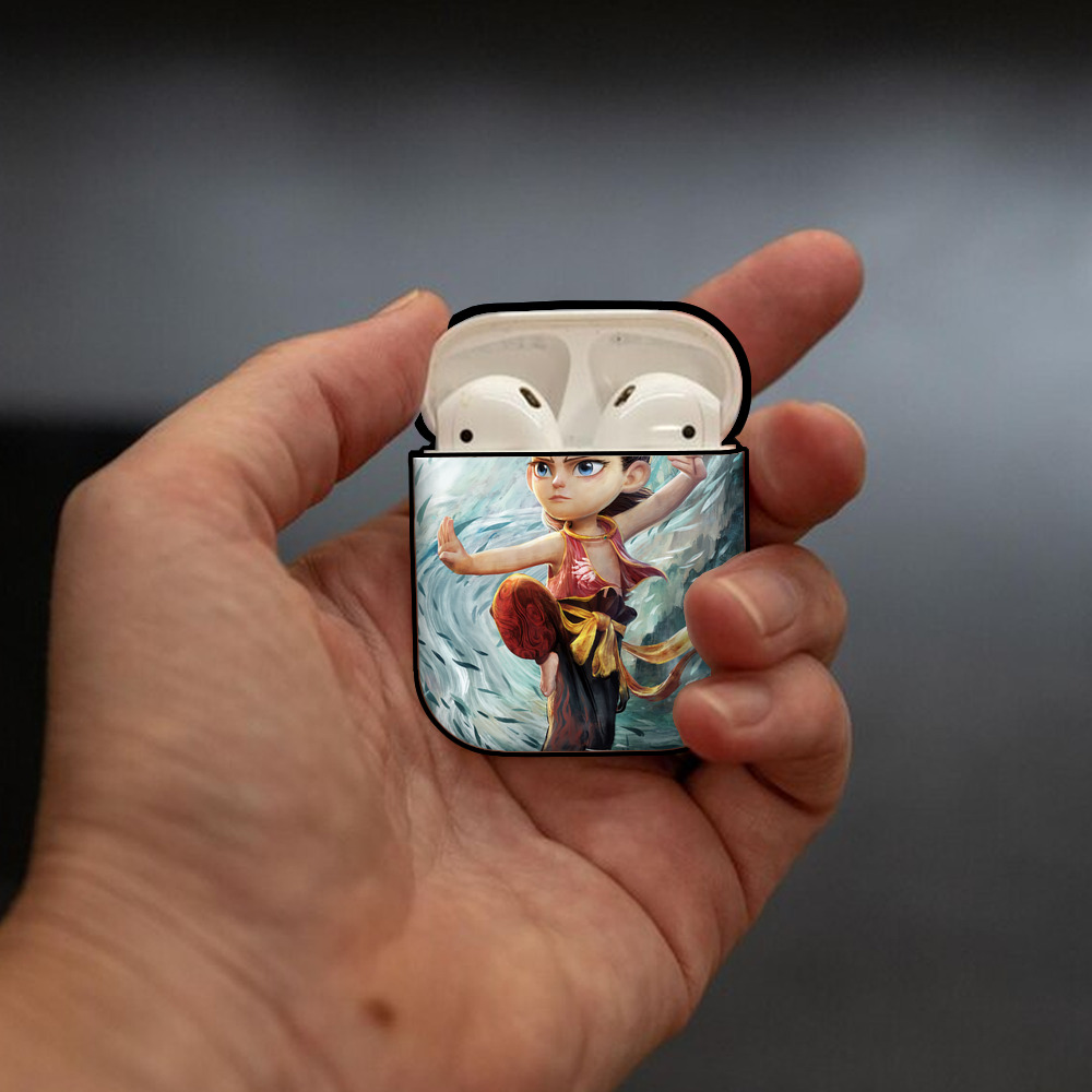 Ne Zha 2 ナタ 魔童の大暴れ AirPods 第2世代保護ケース ハードシェル ブラック 耐衝撃・防指紋・カラビナ付き