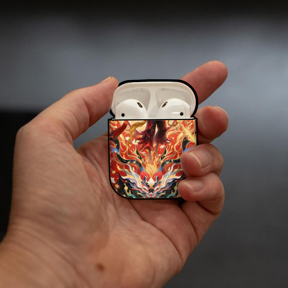 Ne Zha 2 ナタ 魔童の大暴れ AirPods 第2世代保護ケース ハードシェル ブラック 耐衝撃・防指紋・カラビナ付き