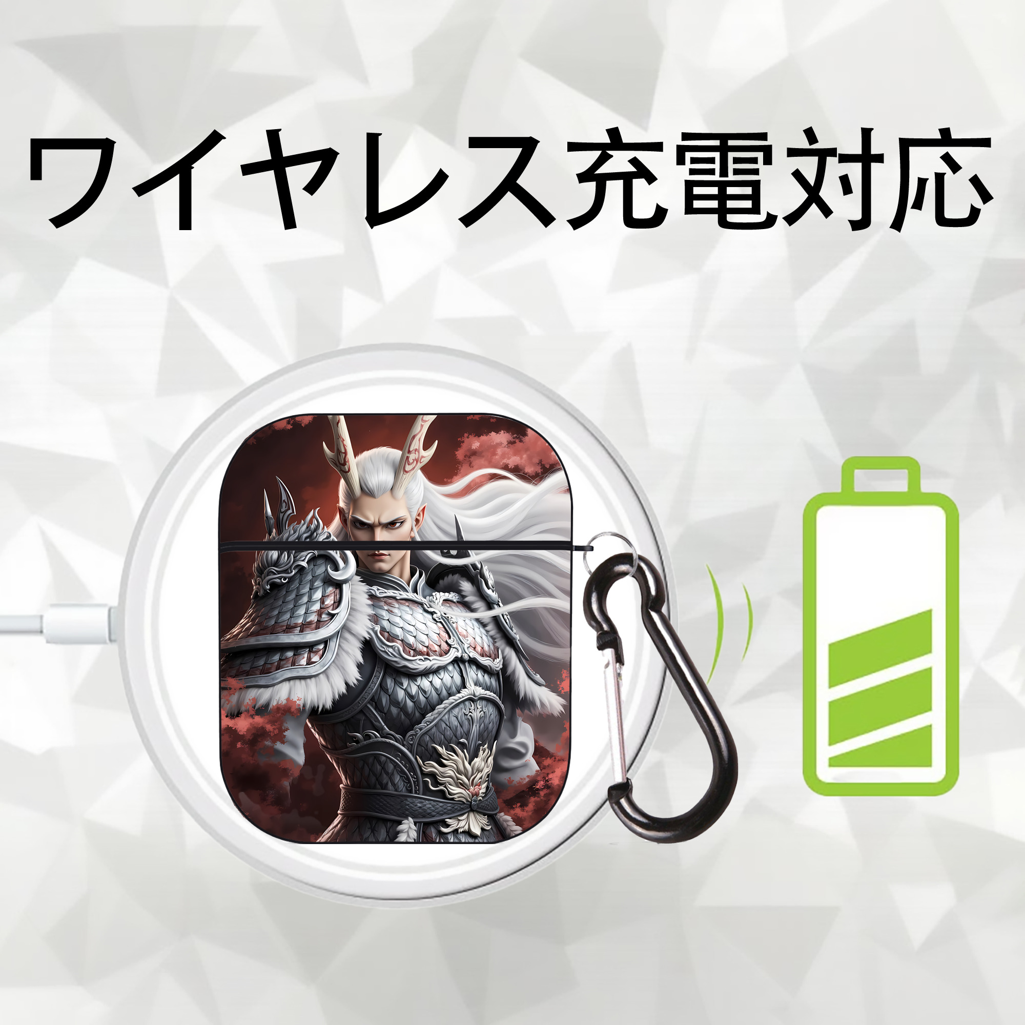 Ne Zha 2 ナタ 魔童の大暴れ AirPods 第2世代保護ケース ハードシェル ブラック 耐衝撃・防指紋・カラビナ付き