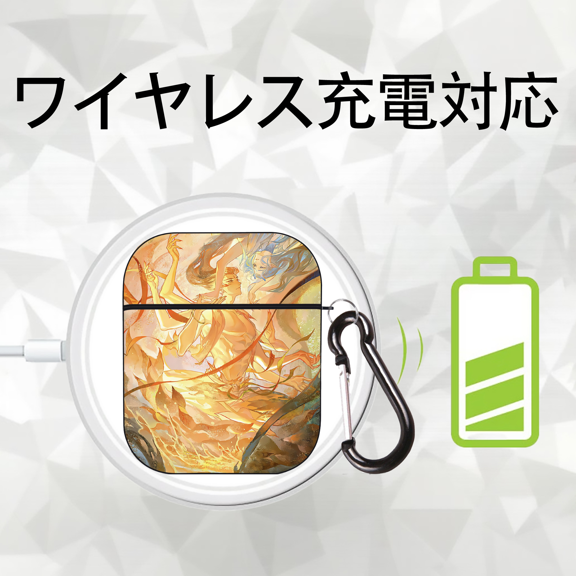 Ne Zha 2 ナタ 魔童の大暴れ AirPods 第2世代保護ケース ハードシェル ブラック 耐衝撃・防指紋・カラビナ付き