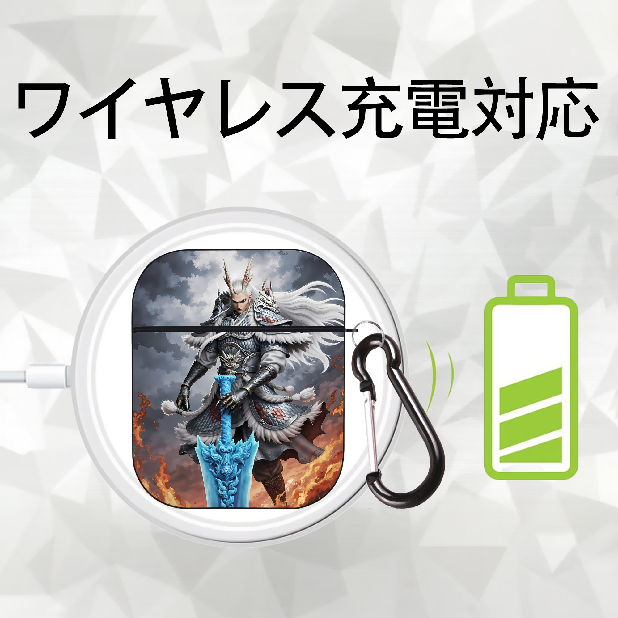 Ne Zha 2 ナタ 魔童の大暴れ AirPods 第2世代保護ケース ハードシェル ブラック 耐衝撃・防指紋・カラビナ付き