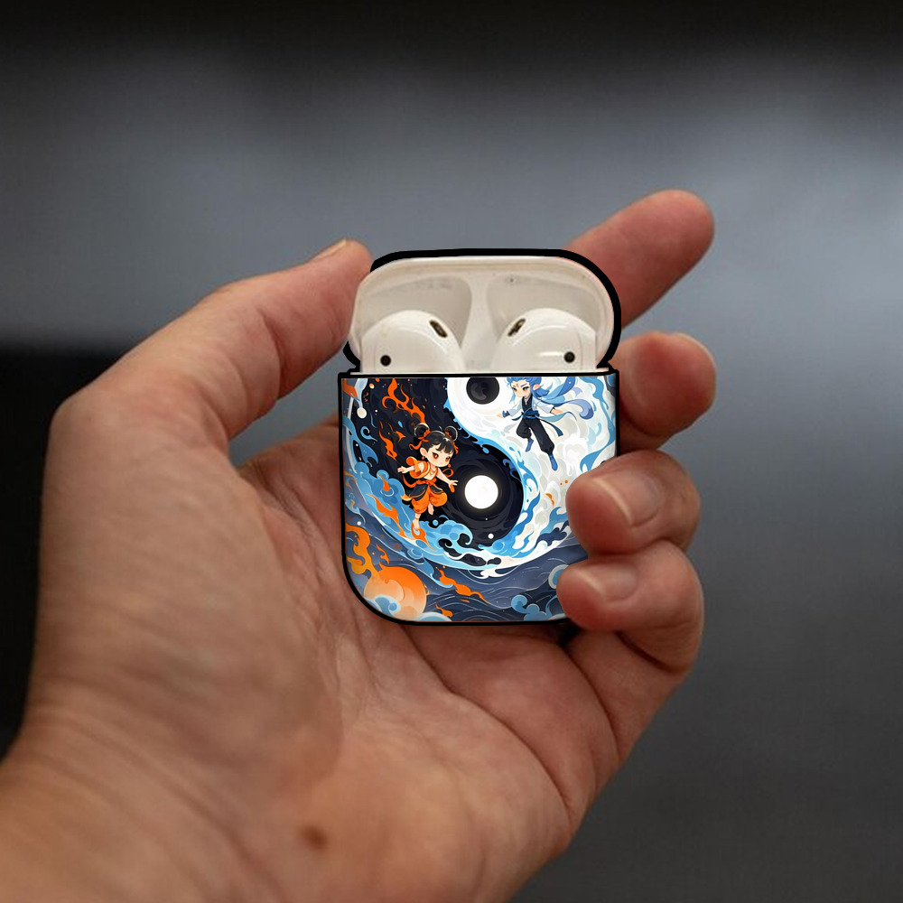 Ne Zha 2 ナタ 魔童の大暴れ AirPods 第2世代保護ケース ハードシェル ブラック 耐衝撃・防指紋・カラビナ付き