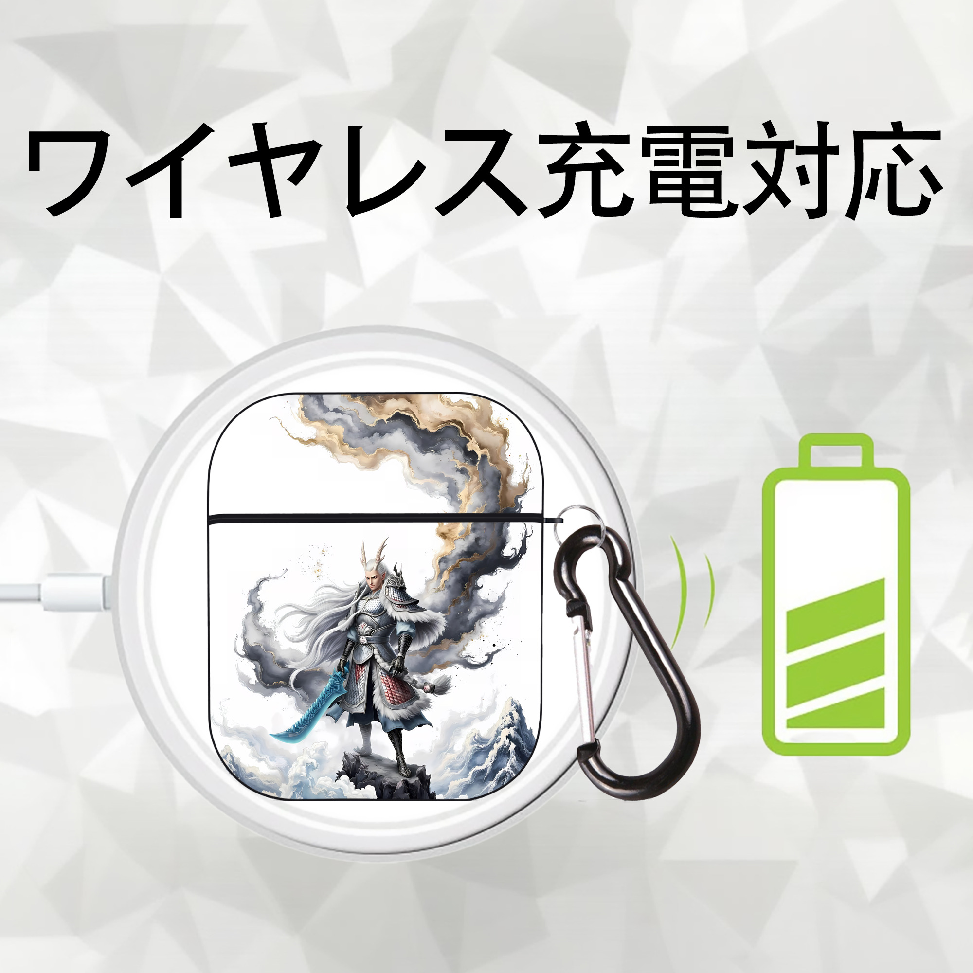 Ne Zha 2 ナタ 魔童の大暴れ AirPods 第2世代保護ケース ハードシェル ブラック 耐衝撃・防指紋・カラビナ付き