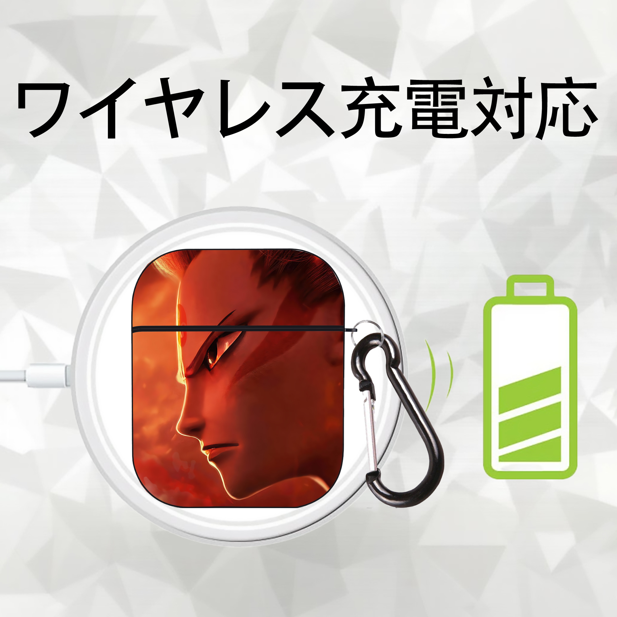Ne Zha 2 ナタ 魔童の大暴れ AirPods 第2世代保護ケース ハードシェル ブラック 耐衝撃・防指紋・カラビナ付き