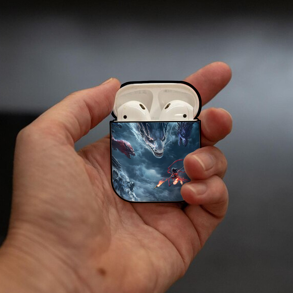 Ne Zha 2 ナタ 魔童の大暴れ AirPods 第2世代保護ケース ハードシェル ブラック 耐衝撃・防指紋・カラビナ付き