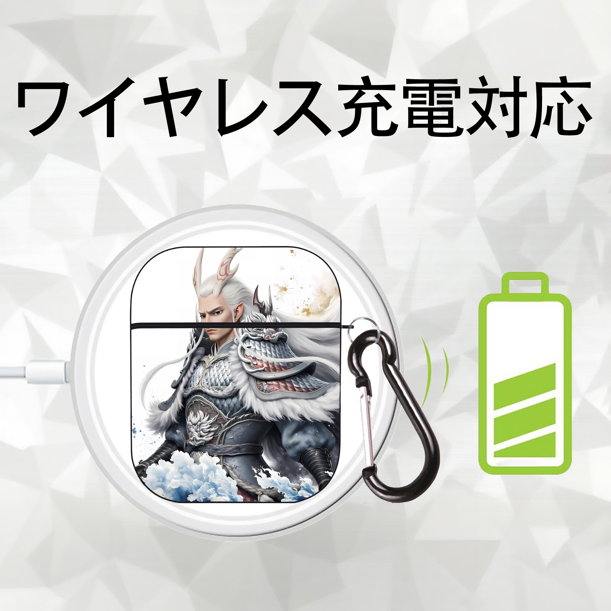 Ne Zha 2 ナタ 魔童の大暴れ AirPods 第2世代保護ケース ハードシェル ブラック 耐衝撃・防指紋・カラビナ付き