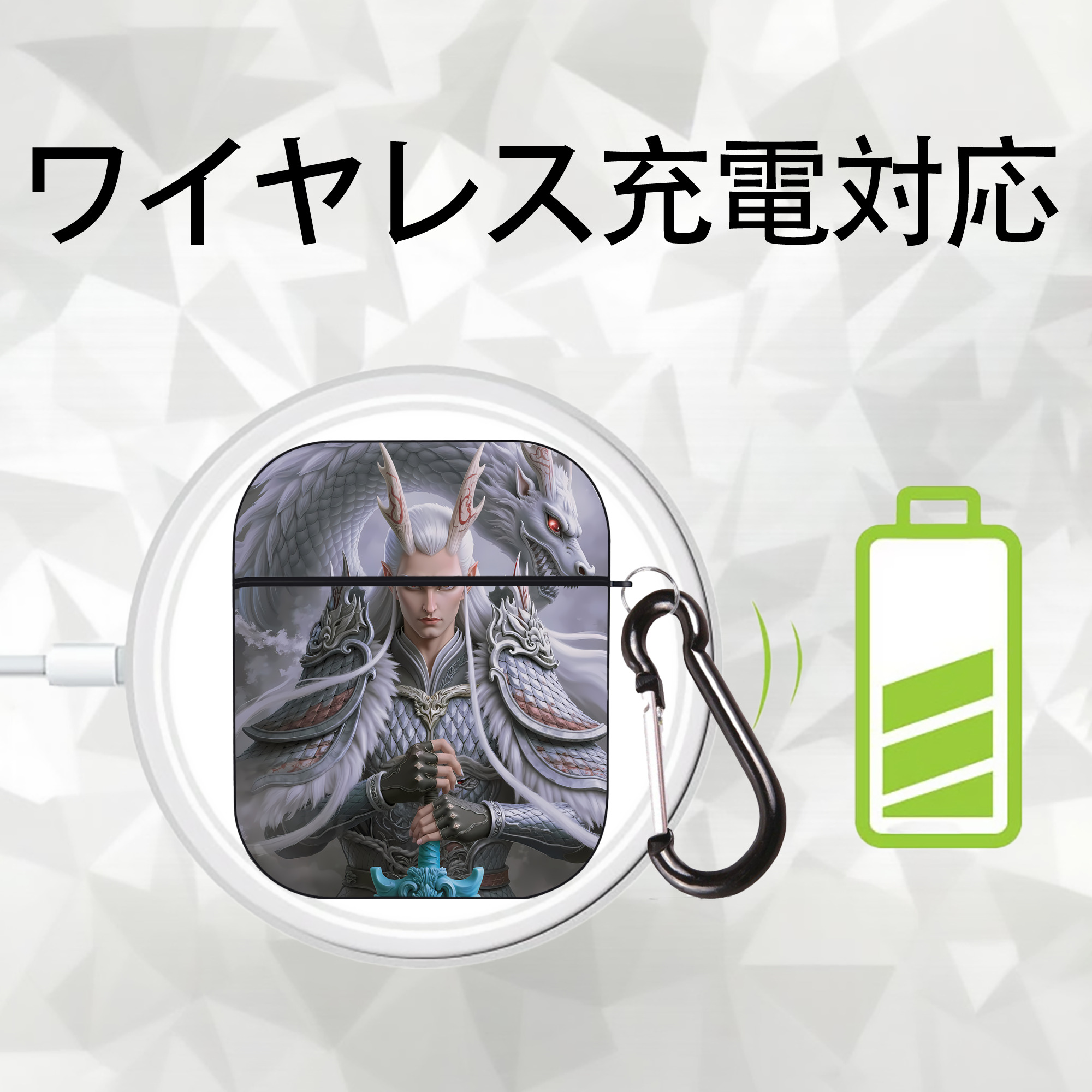 Ne Zha 2 ナタ 魔童の大暴れ AirPods 第2世代保護ケース ハードシェル ブラック 耐衝撃・防指紋・カラビナ付き