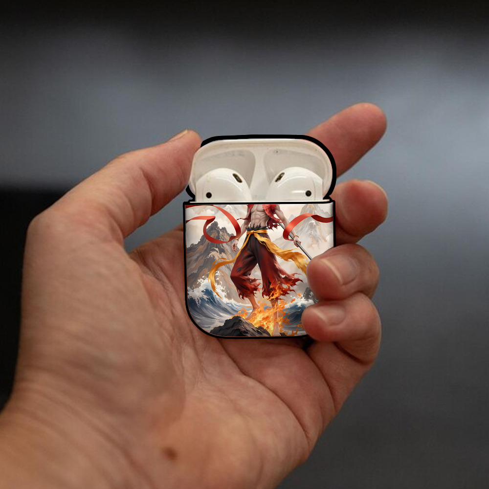 Ne Zha 2 ナタ 魔童の大暴れ AirPods 第2世代保護ケース ハードシェル ブラック 耐衝撃・防指紋・カラビナ付き