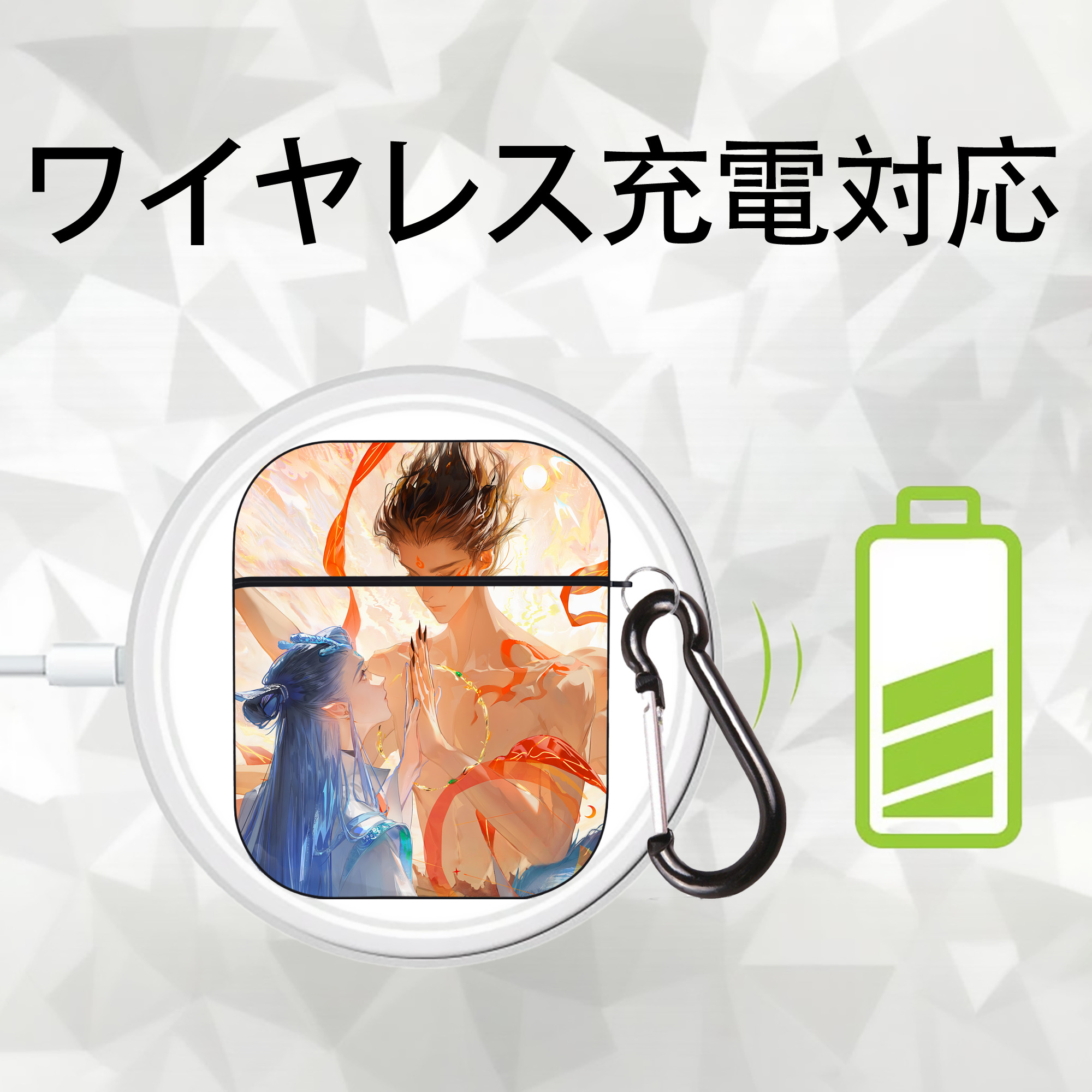 Ne Zha 2 ナタ 魔童の大暴れ AirPods 第2世代保護ケース ハードシェル ブラック 耐衝撃・防指紋・カラビナ付き