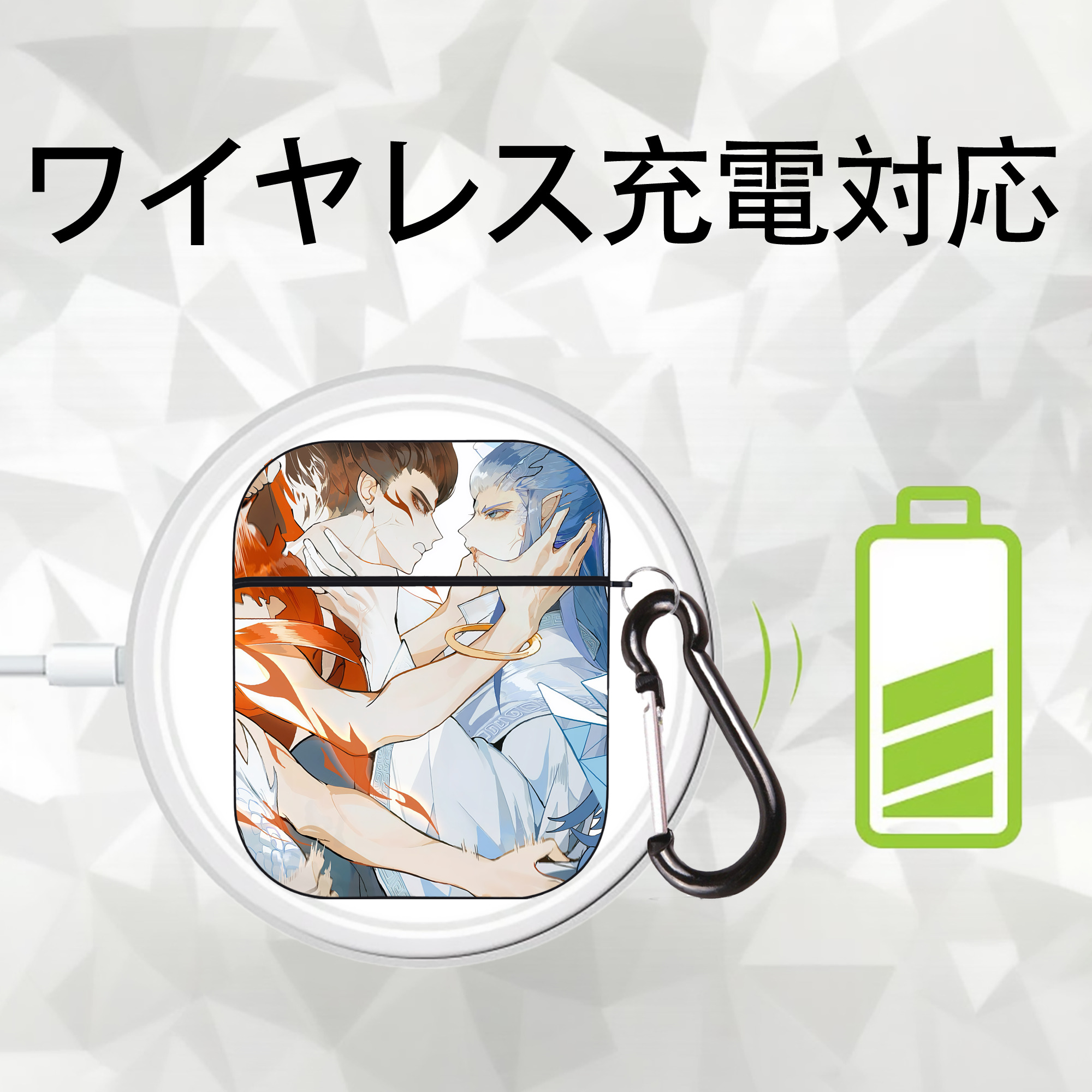 Ne Zha 2 ナタ 魔童の大暴れ AirPods 第2世代保護ケース ハードシェル ブラック 耐衝撃・防指紋・カラビナ付き