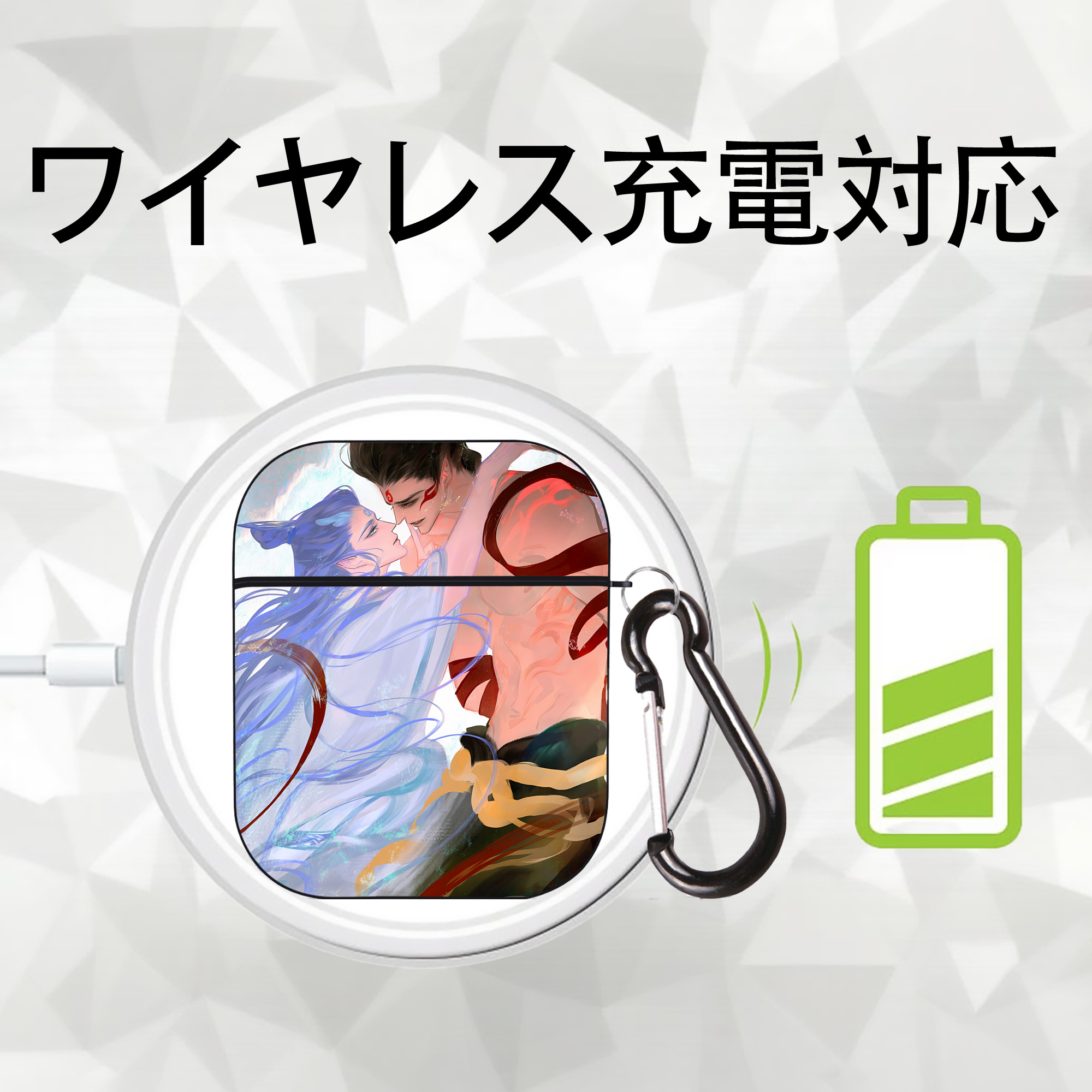 Ne Zha 2 ナタ 魔童の大暴れ AirPods 第2世代保護ケース ハードシェル ブラック 耐衝撃・防指紋・カラビナ付き