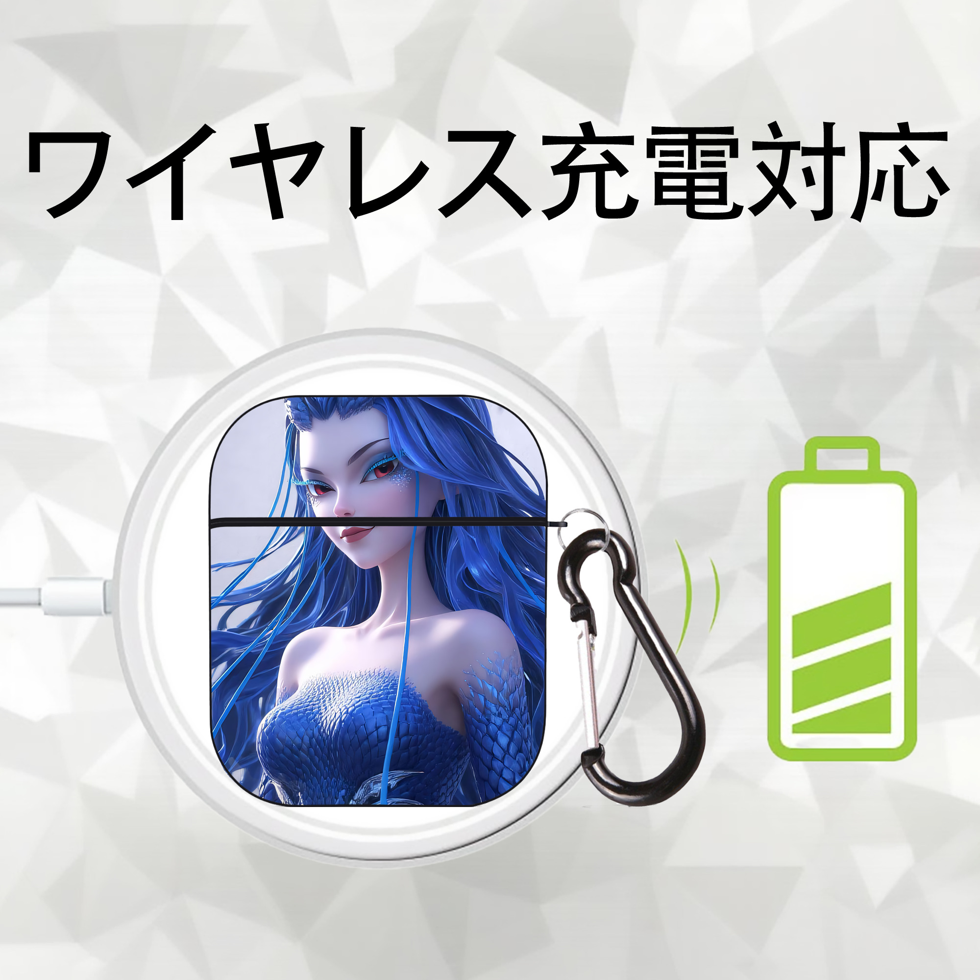 Ne Zha 2 ナタ 魔童の大暴れ AirPods 第2世代保護ケース ハードシェル ブラック 耐衝撃・防指紋・カラビナ付き