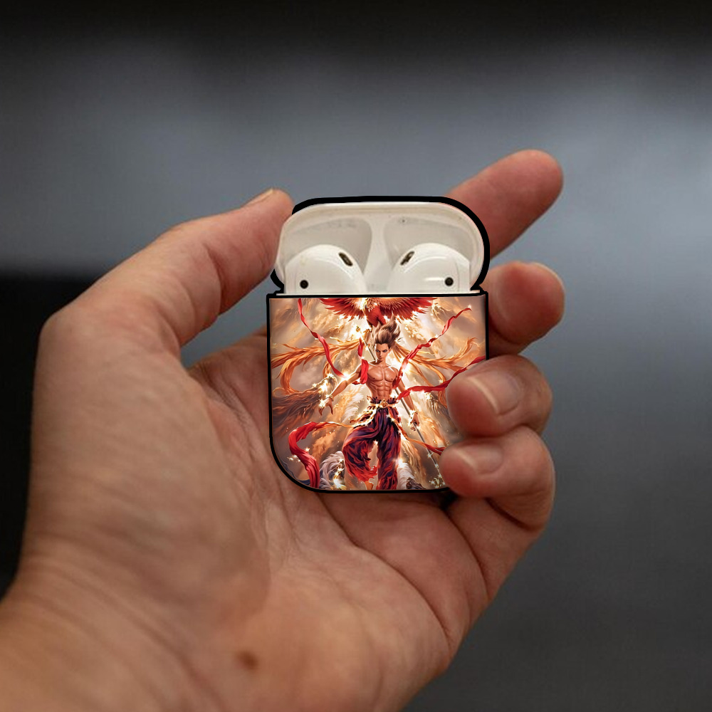 Ne Zha 2 ナタ 魔童の大暴れ AirPods 第2世代保護ケース ハードシェル ブラック 耐衝撃・防指紋・カラビナ付き