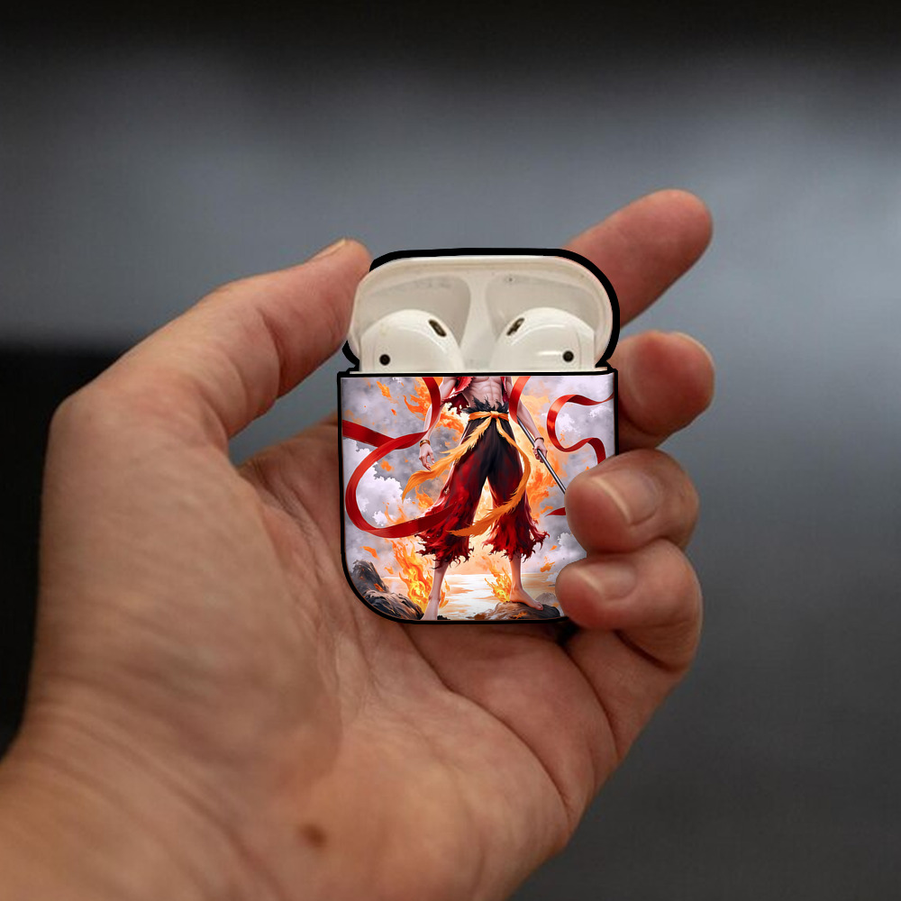 Ne Zha 2 ナタ 魔童の大暴れ AirPods 第2世代保護ケース ハードシェル ブラック 耐衝撃・防指紋・カラビナ付き