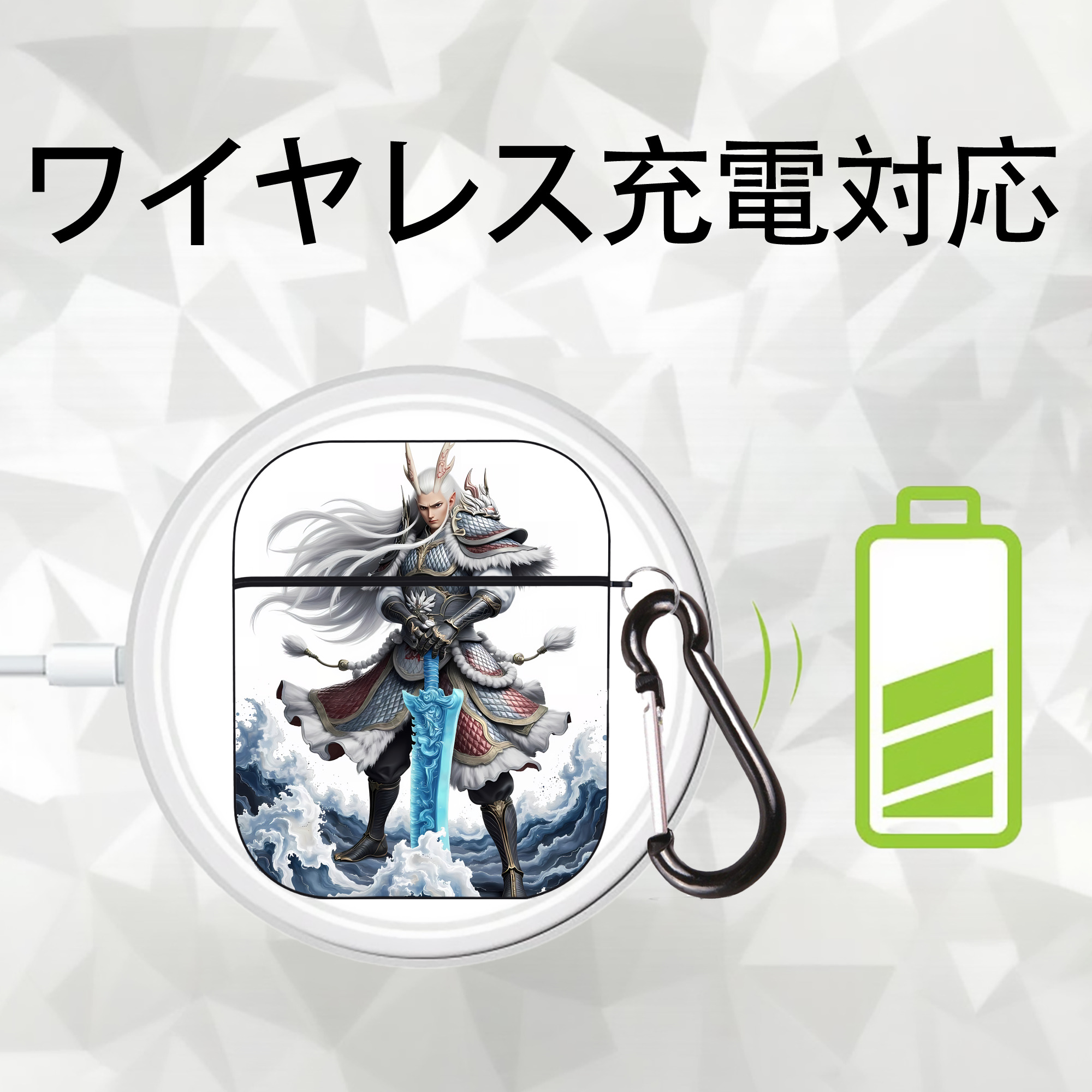 Ne Zha 2 ナタ 魔童の大暴れ AirPods 第2世代保護ケース ハードシェル ブラック 耐衝撃・防指紋・カラビナ付き