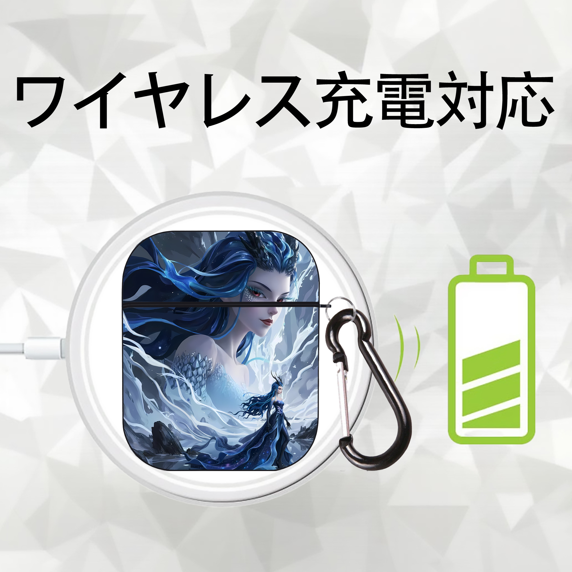 Ne Zha 2 ナタ 魔童の大暴れ AirPods 第2世代保護ケース ハードシェル ブラック 耐衝撃・防指紋・カラビナ付き