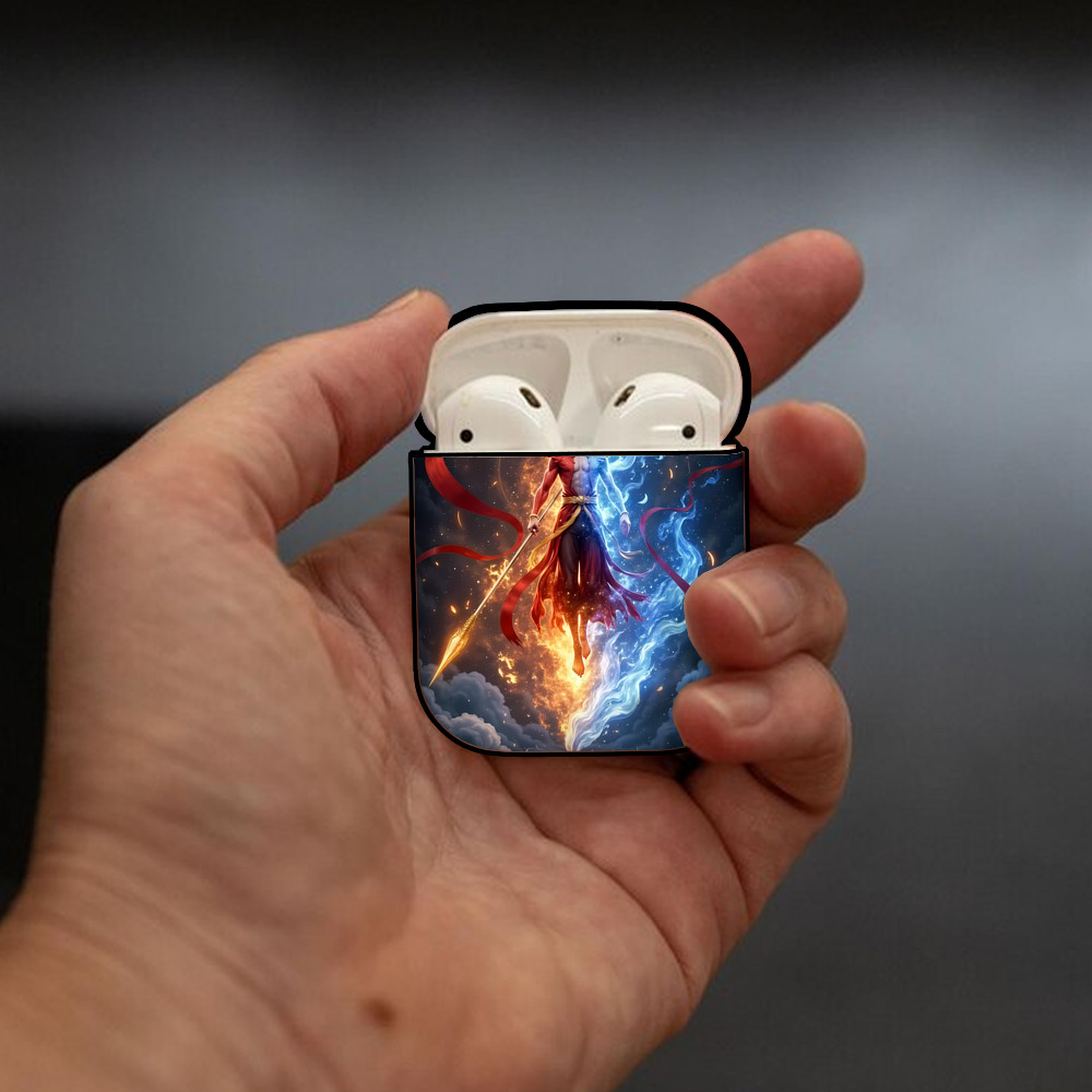 Ne Zha 2 ナタ 魔童の大暴れ AirPods 第2世代保護ケース ハードシェル ブラック 耐衝撃・防指紋・カラビナ付き