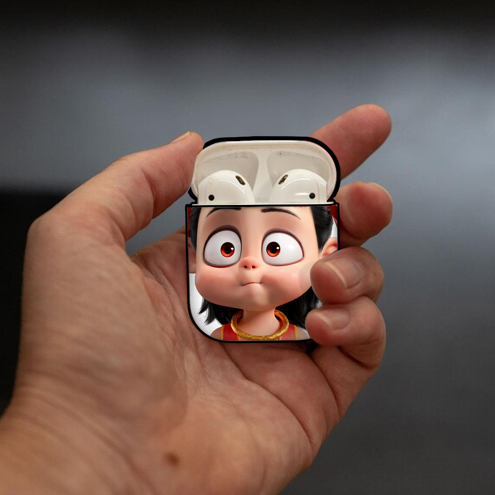 Ne Zha 2 ナタ 魔童の大暴れ AirPods 第2世代保護ケース ハードシェル ブラック 耐衝撃・防指紋・カラビナ付き
