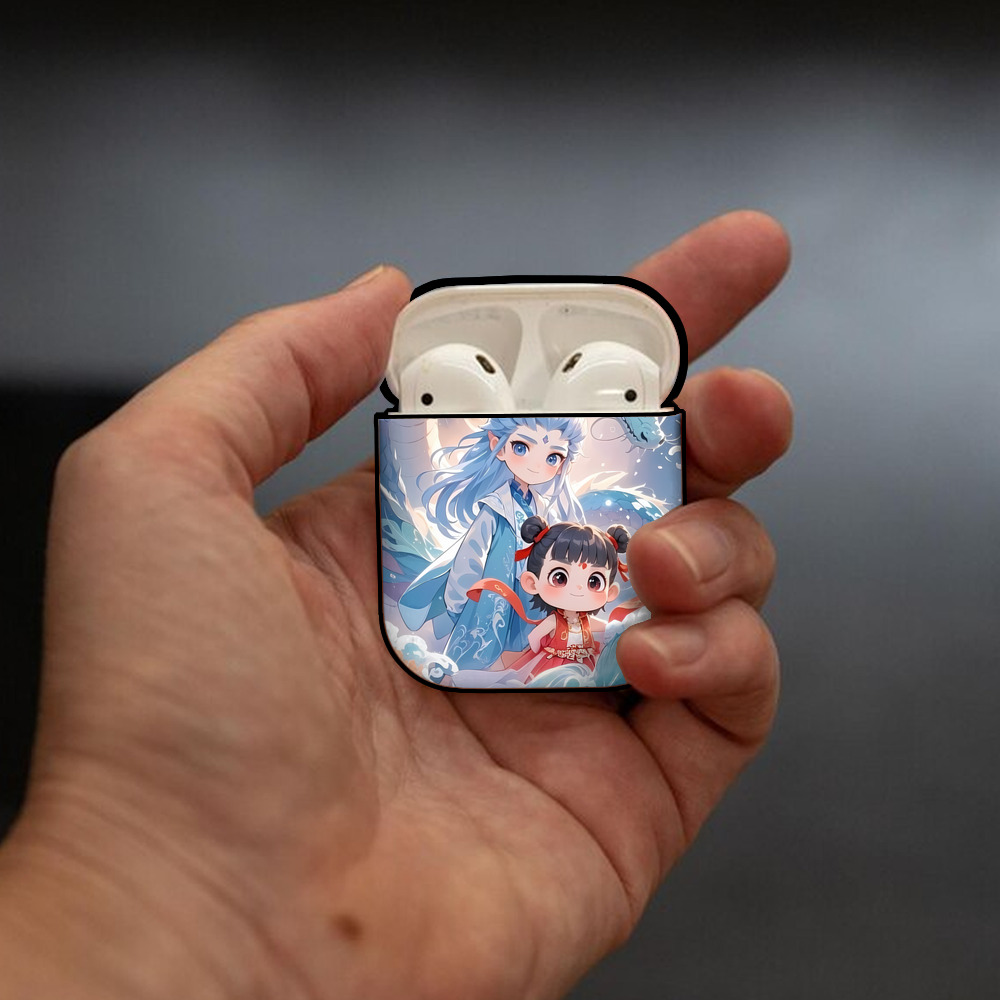 Ne Zha 2 ナタ 魔童の大暴れ AirPods 第2世代保護ケース ハードシェル ブラック 耐衝撃・防指紋・カラビナ付き