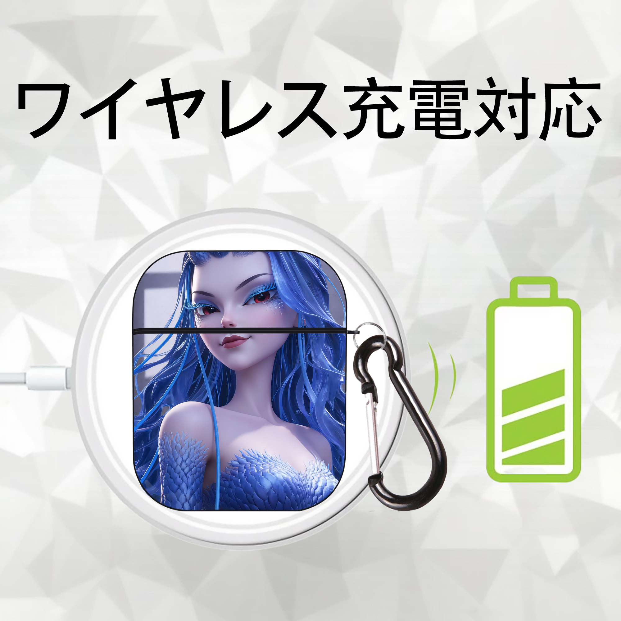 Ne Zha 2 ナタ 魔童の大暴れ AirPods 第2世代保護ケース ハードシェル ブラック 耐衝撃・防指紋・カラビナ付き
