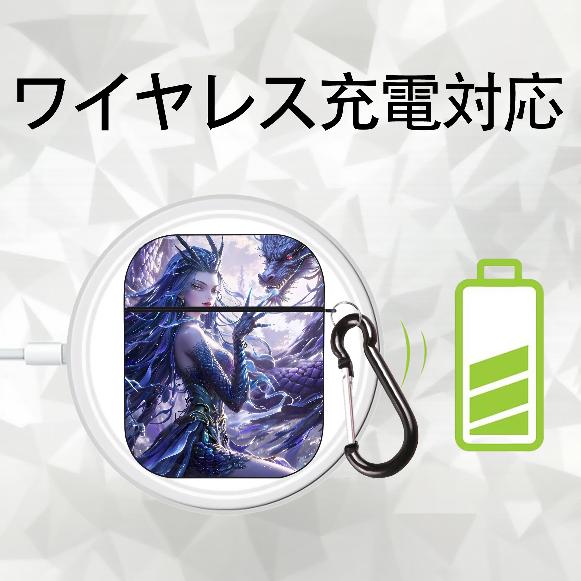 Ne Zha 2 ナタ 魔童の大暴れ AirPods 第2世代保護ケース ハードシェル ブラック 耐衝撃・防指紋・カラビナ付き
