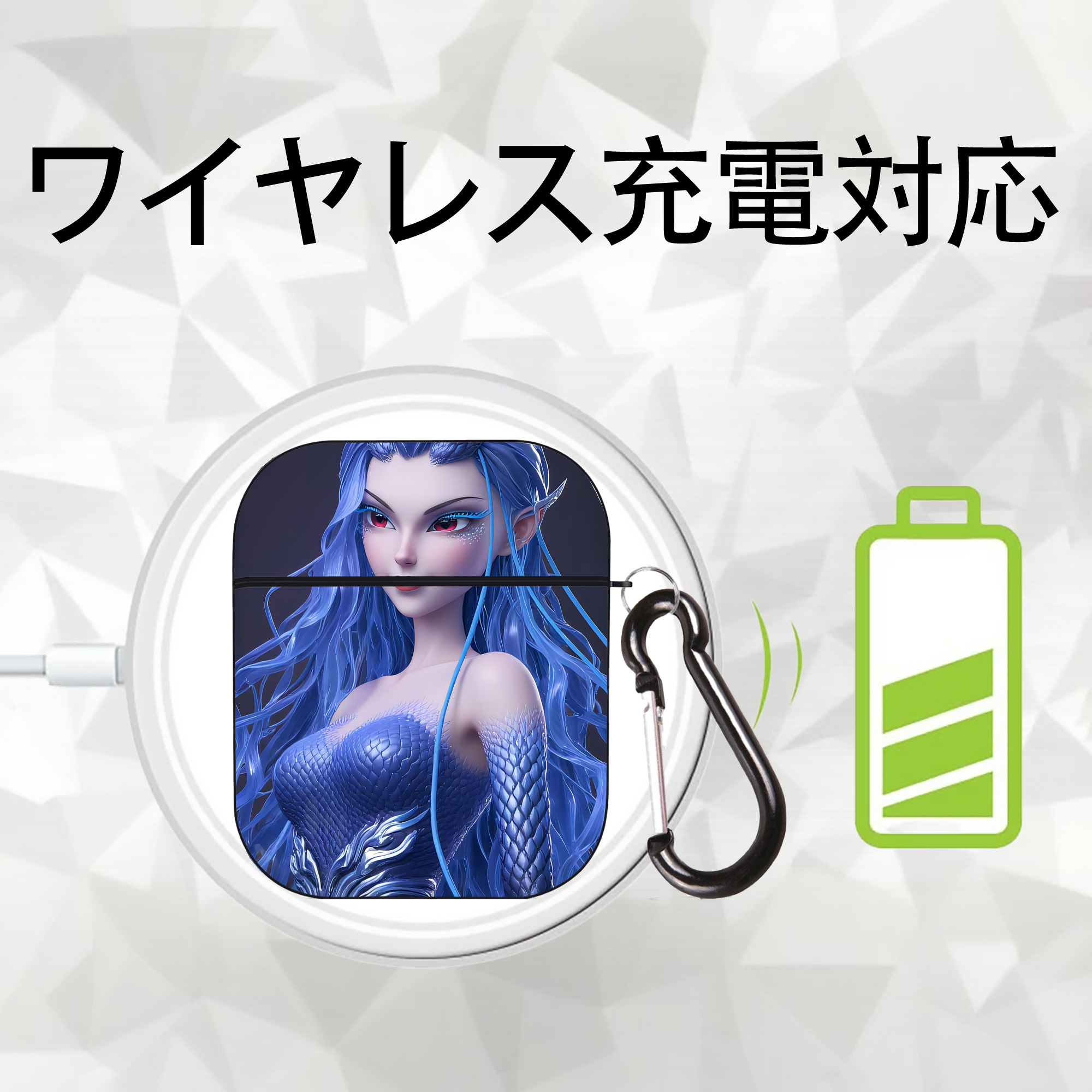 Ne Zha 2 ナタ 魔童の大暴れ AirPods 第2世代保護ケース ハードシェル ブラック 耐衝撃・防指紋・カラビナ付き