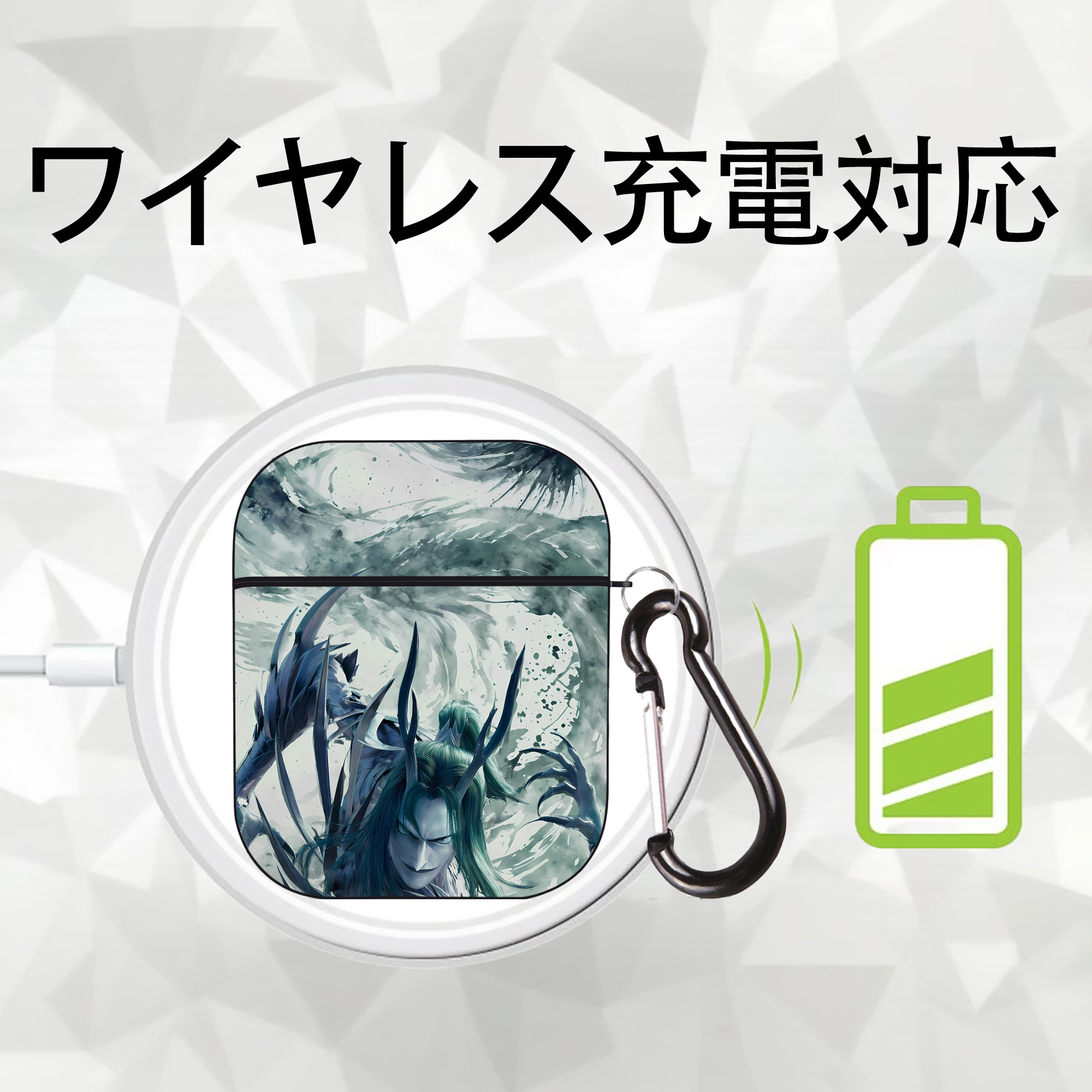 Ne Zha 2 ナタ 魔童の大暴れ AirPods 第2世代保護ケース ハードシェル ブラック 耐衝撃・防指紋・カラビナ付き