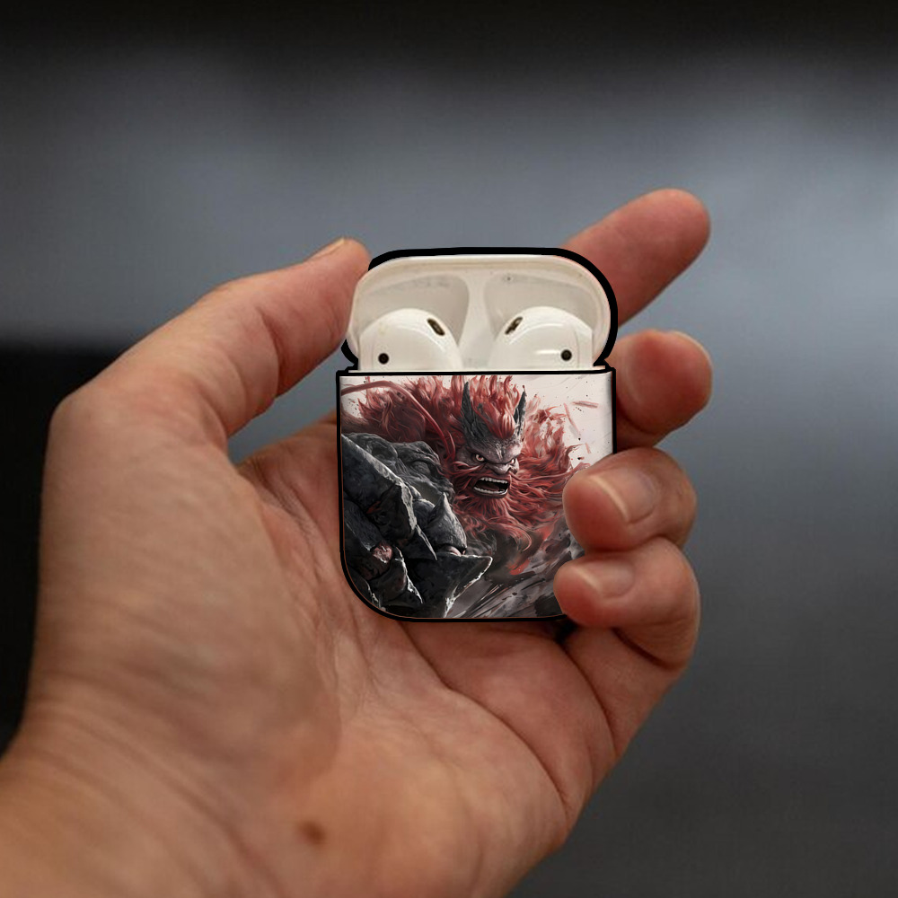 Ne Zha 2 ナタ 魔童の大暴れ AirPods 第2世代保護ケース ハードシェル ブラック 耐衝撃・防指紋・カラビナ付き