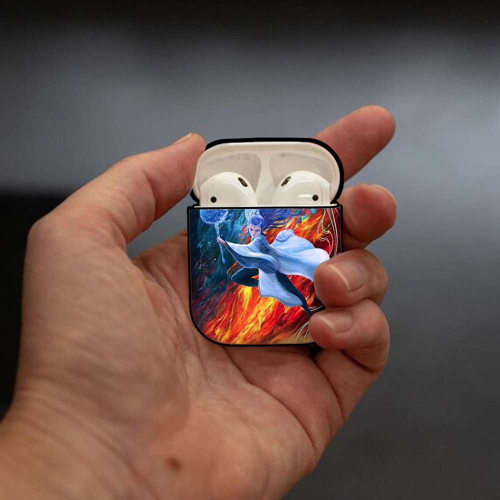 Ne Zha 2 ナタ 魔童の大暴れ AirPods 第2世代保護ケース ハードシェル ブラック 耐衝撃・防指紋・カラビナ付き