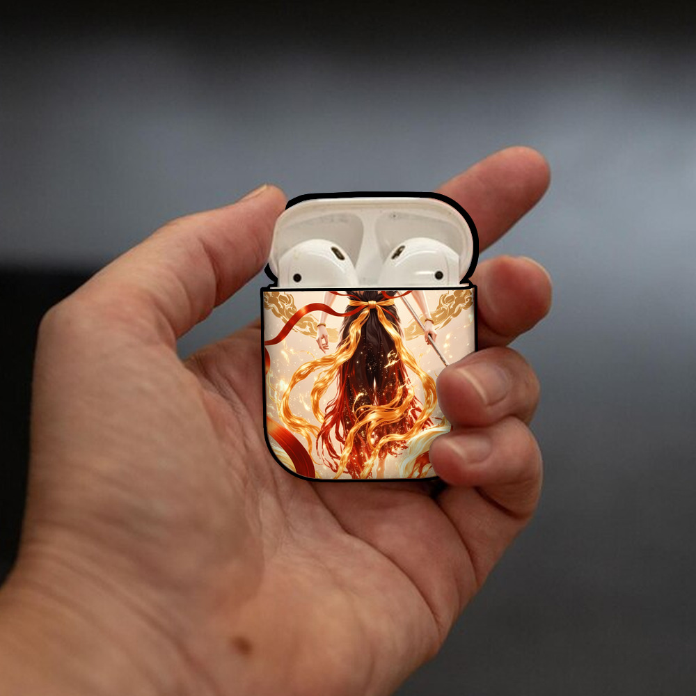 Ne Zha 2 ナタ 魔童の大暴れ AirPods 第2世代保護ケース ハードシェル ブラック 耐衝撃・防指紋・カラビナ付き