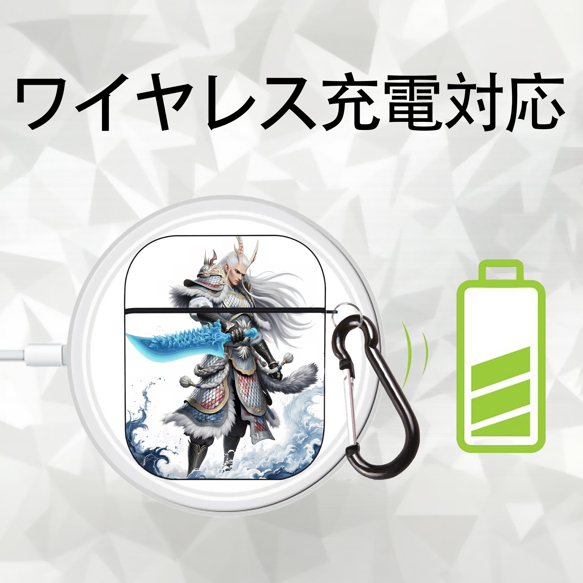 Ne Zha 2 ナタ 魔童の大暴れ AirPods 第2世代保護ケース ハードシェル ブラック 耐衝撃・防指紋・カラビナ付き