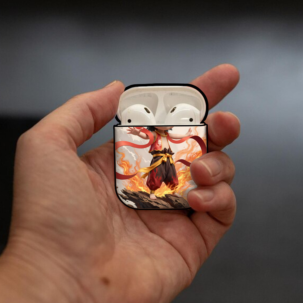 Ne Zha 2 ナタ 魔童の大暴れ AirPods 第2世代保護ケース ハードシェル ブラック 耐衝撃・防指紋・カラビナ付き