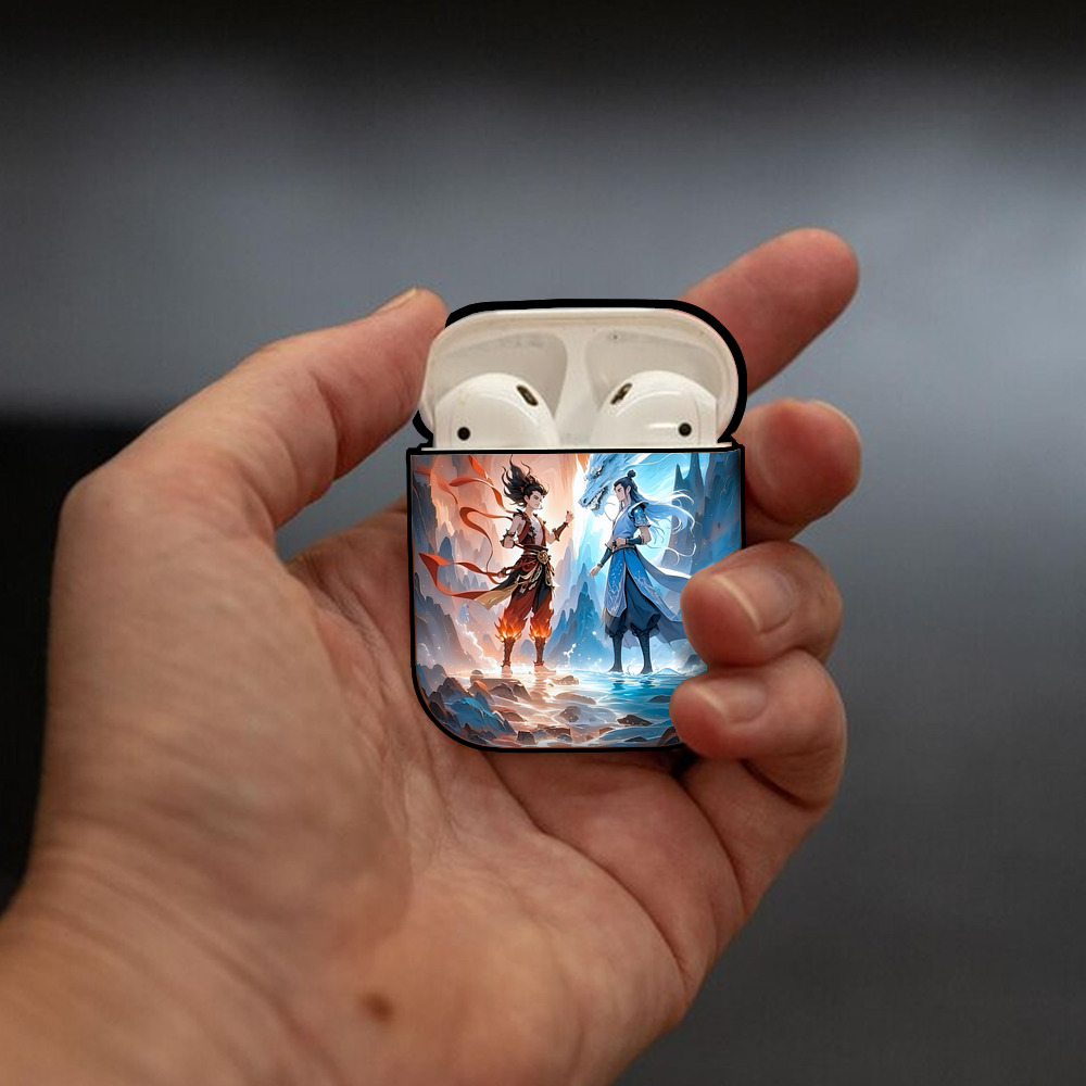 Ne Zha 2 ナタ 魔童の大暴れ AirPods 第2世代保護ケース ハードシェル ブラック 耐衝撃・防指紋・カラビナ付き