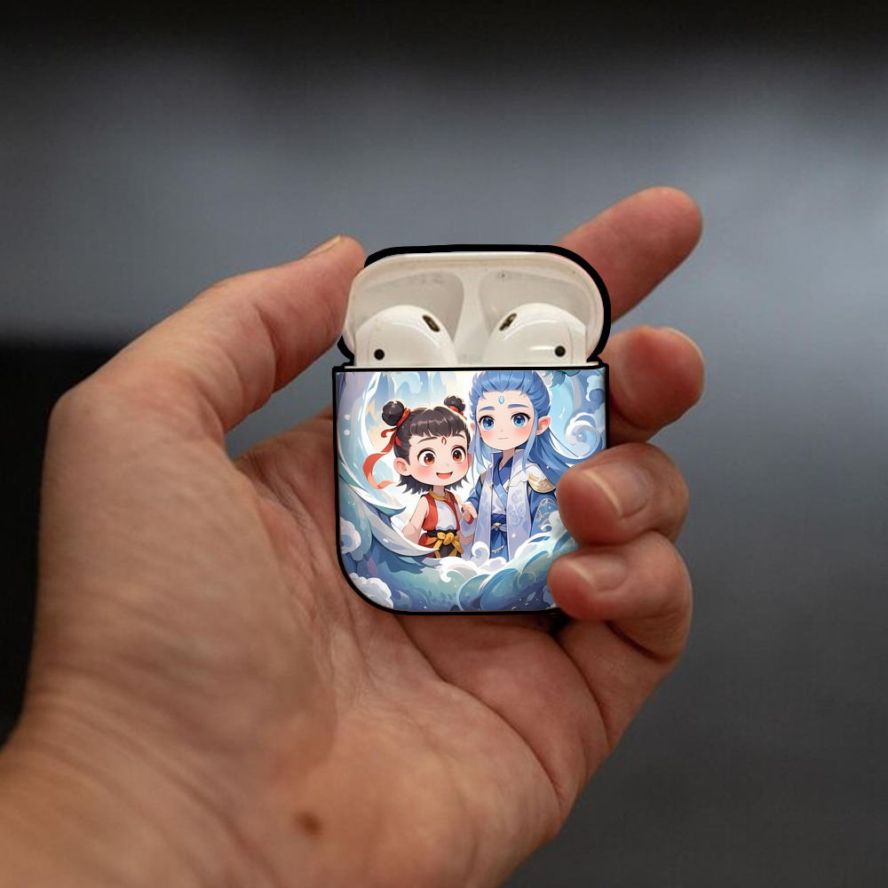 Ne Zha 2 ナタ 魔童の大暴れ AirPods 第2世代保護ケース ハードシェル ブラック 耐衝撃・防指紋・カラビナ付き
