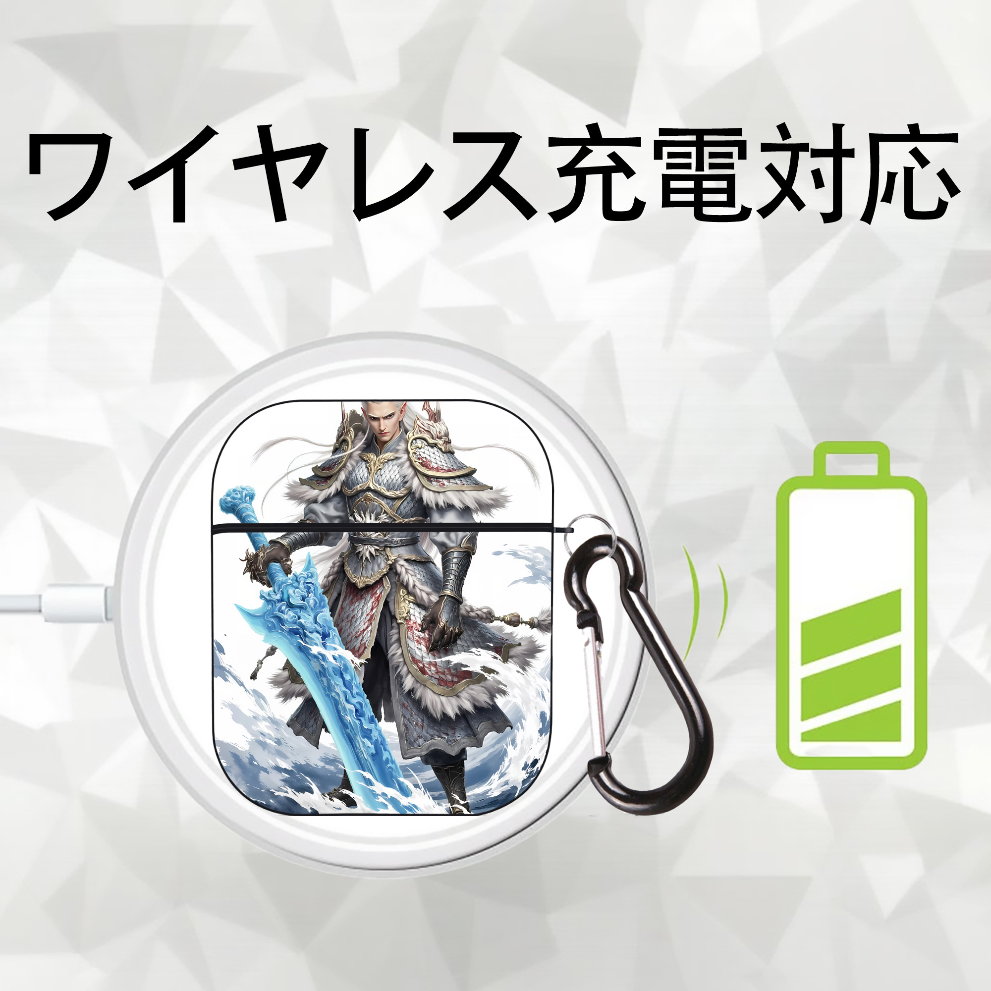 Ne Zha 2 ナタ 魔童の大暴れ AirPods 第2世代保護ケース ハードシェル ブラック 耐衝撃・防指紋・カラビナ付き