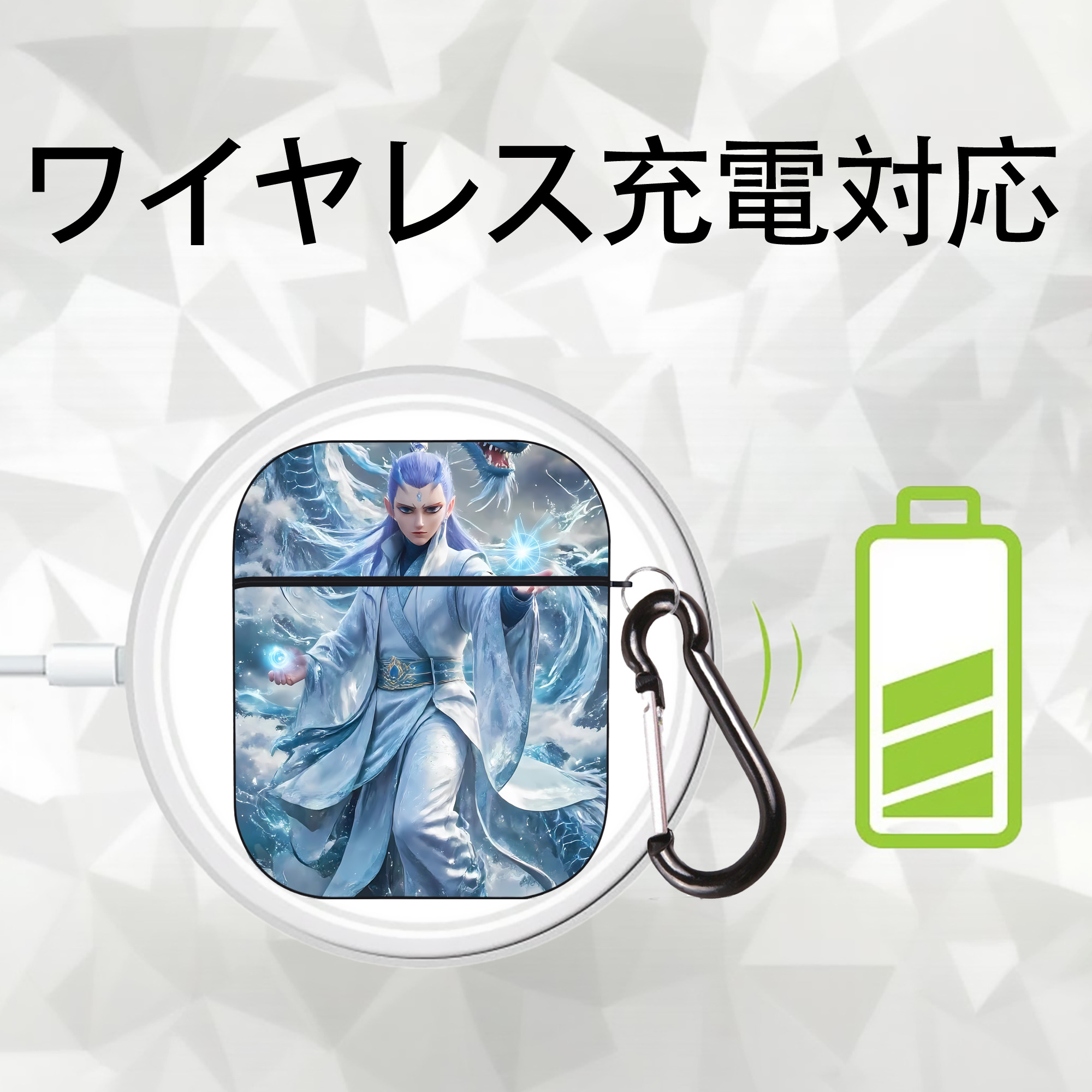 Ne Zha 2 ナタ 魔童の大暴れ AirPods 第2世代保護ケース ハードシェル ブラック 耐衝撃・防指紋・カラビナ付き