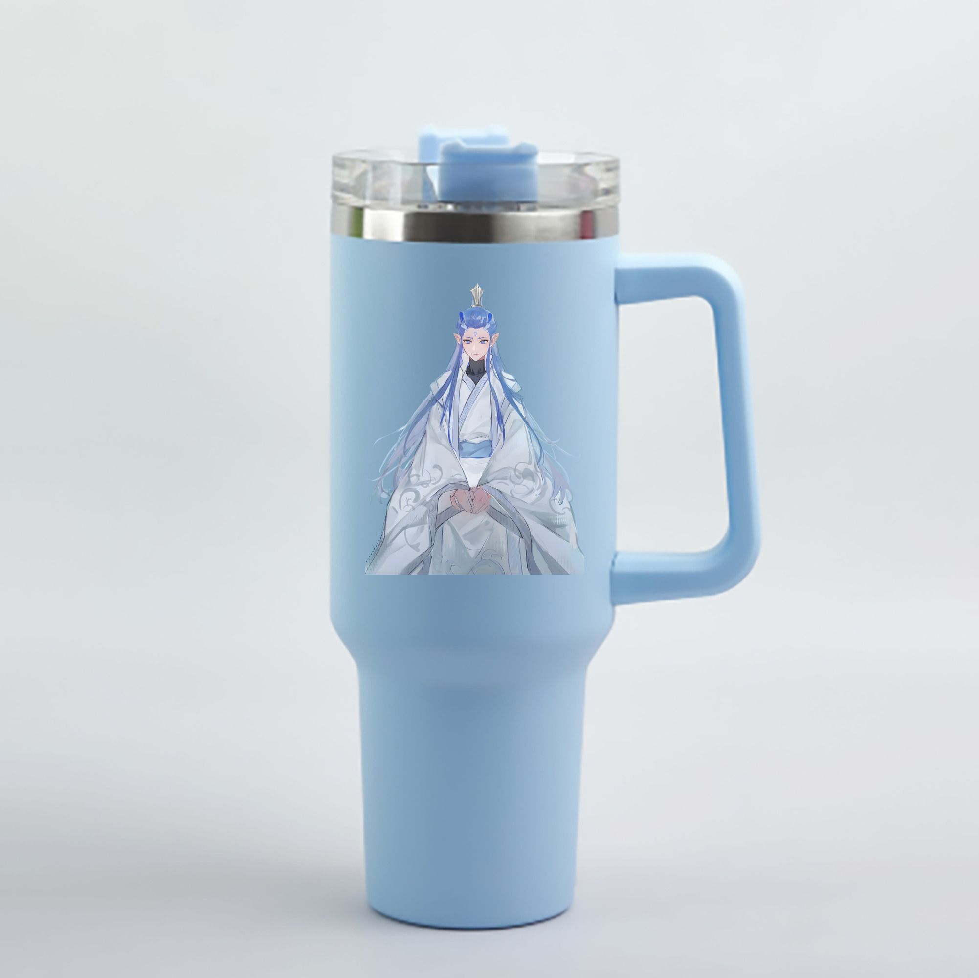 （画像用） Ne Zha 2 ナタ 魔童の大暴れ 1200mL車用タンブラー - クリスタルステッカー（プラスチックストロー付き）