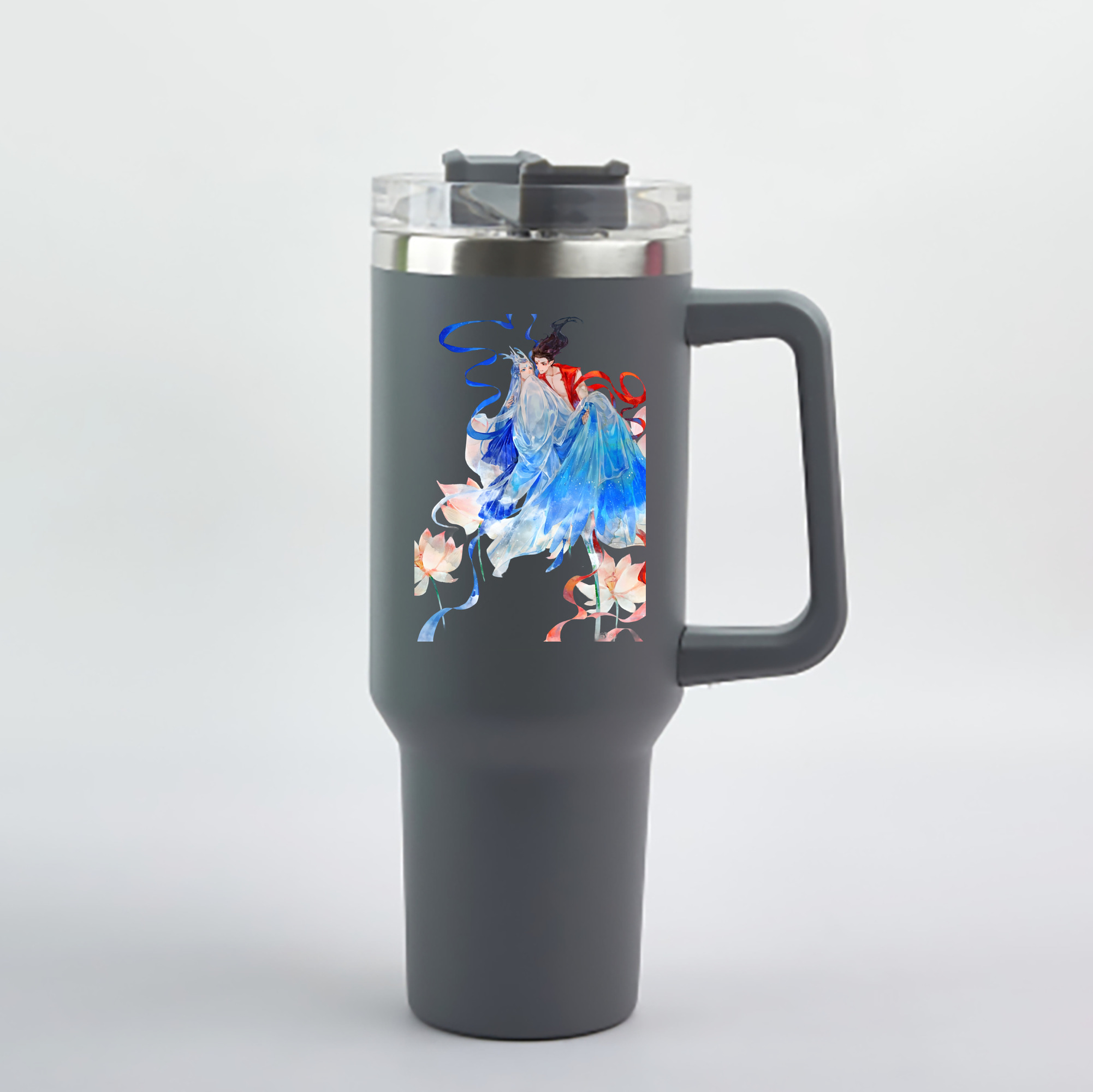 （画像用） Ne Zha 2 ナタ 魔童の大暴れ 1200mL車用タンブラー - クリスタルステッカー（プラスチックストロー付き）