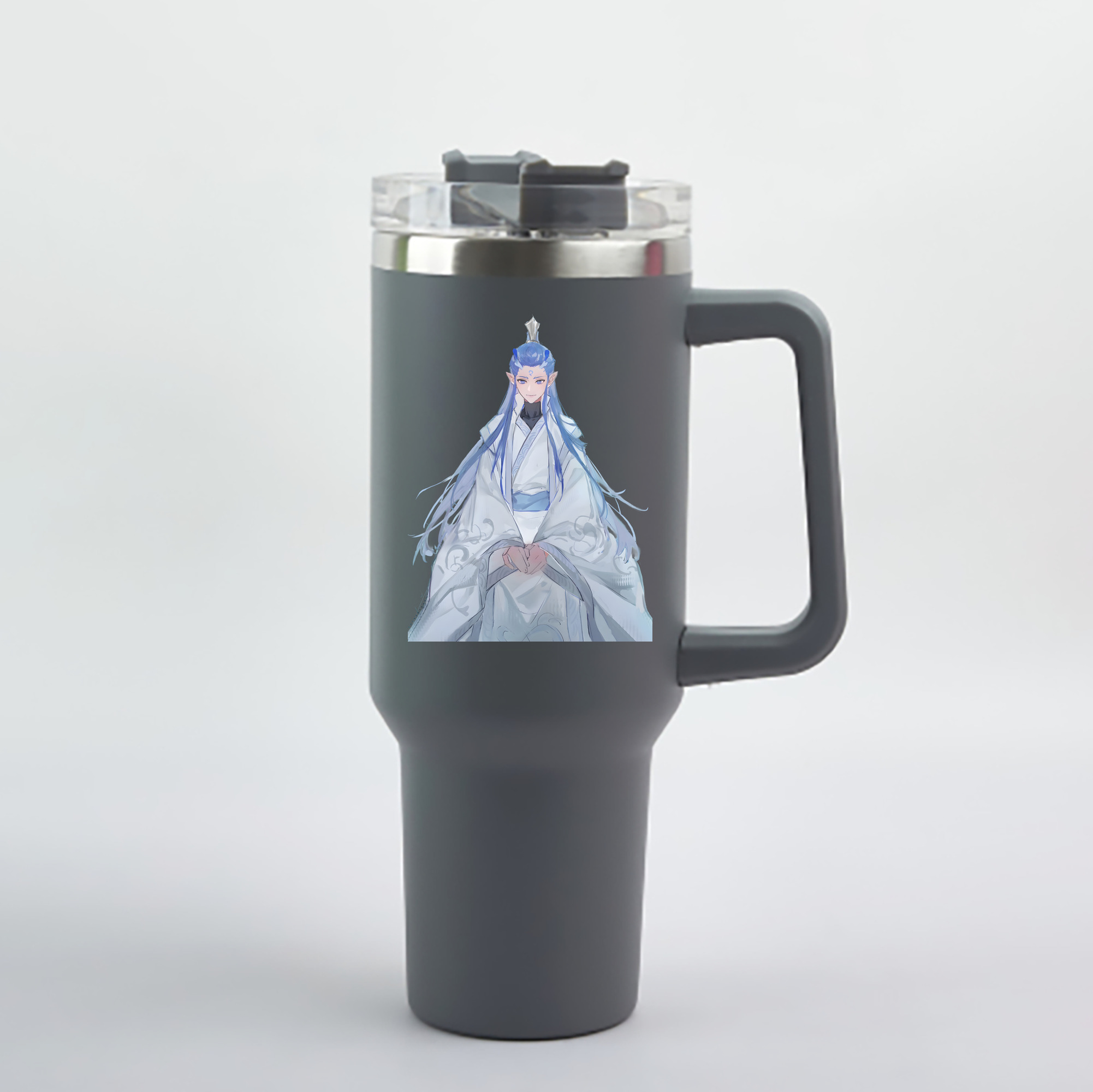 （画像用） Ne Zha 2 ナタ 魔童の大暴れ 1200mL車用タンブラー - クリスタルステッカー（プラスチックストロー付き）