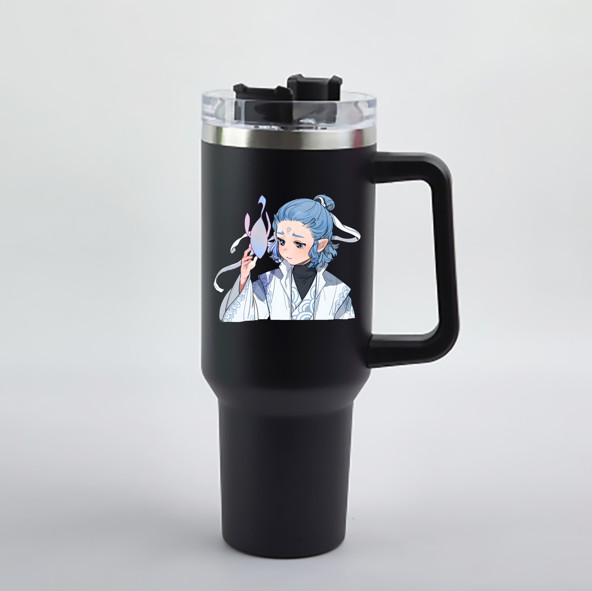 （画像用） Ne Zha 2 ナタ 魔童の大暴れ 1200mL車用タンブラー - クリスタルステッカー（プラスチックストロー付き）